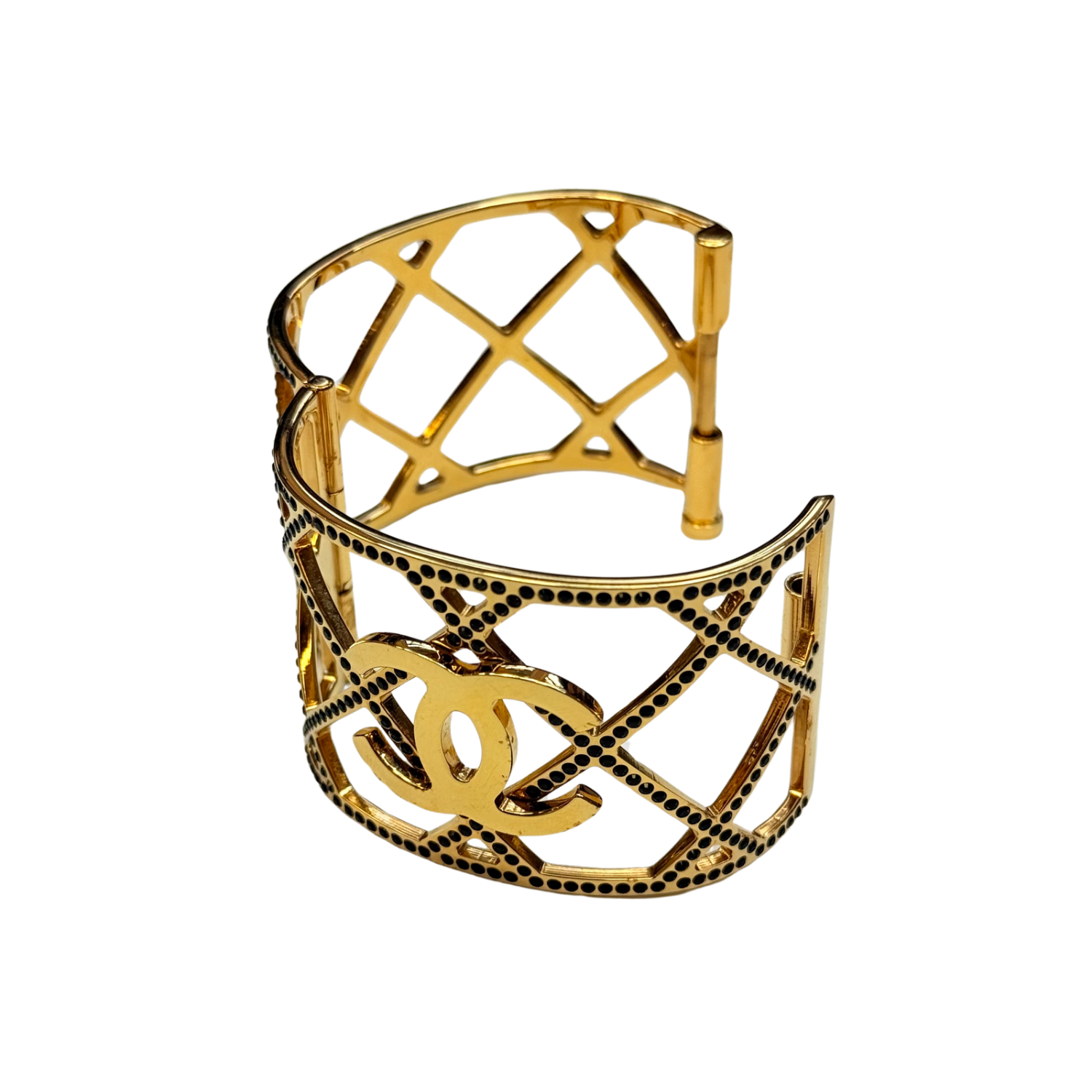 Chanel CC Cuff Pin Closure Bracelet Gold