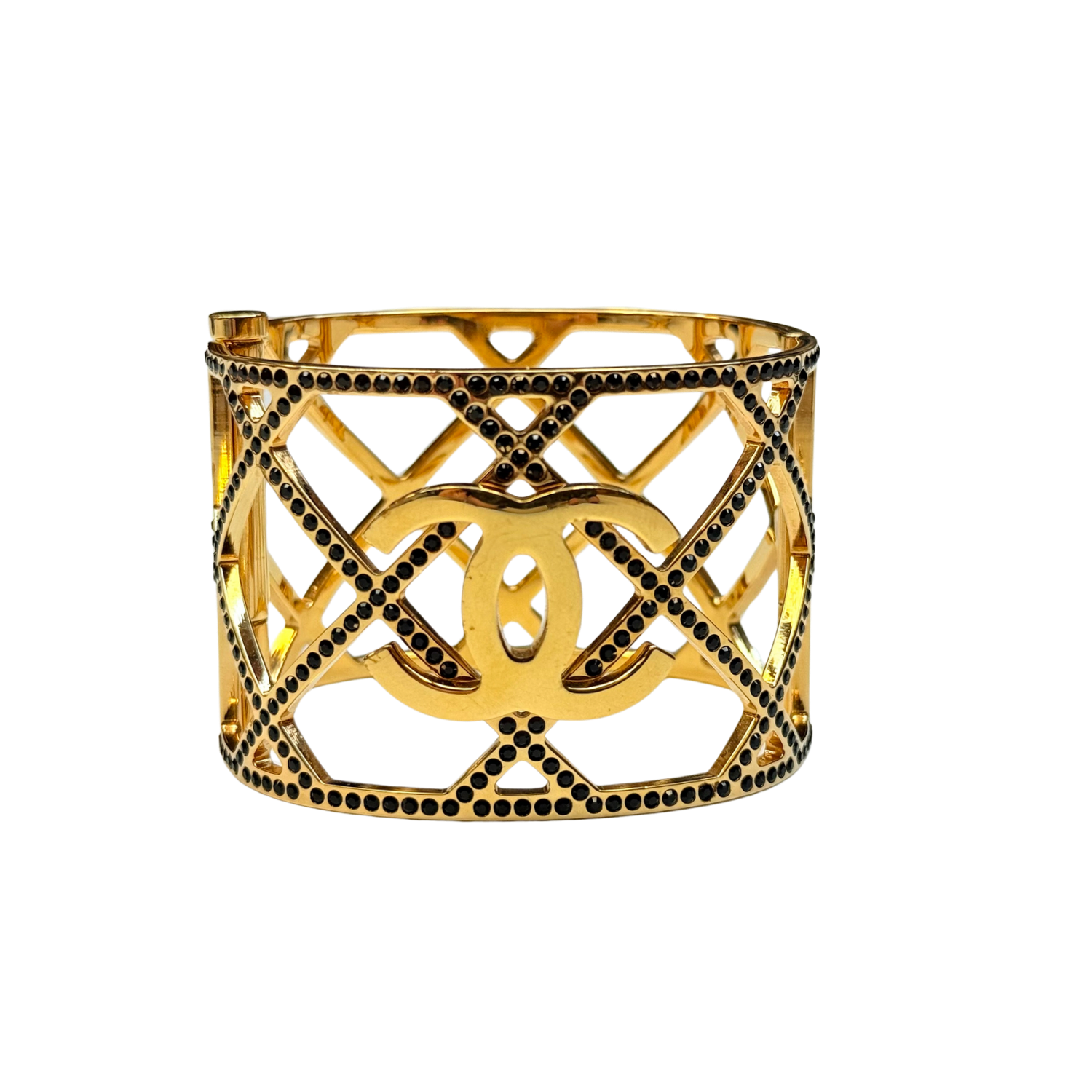 Chanel CC Cuff Pin Closure Bracelet Gold
