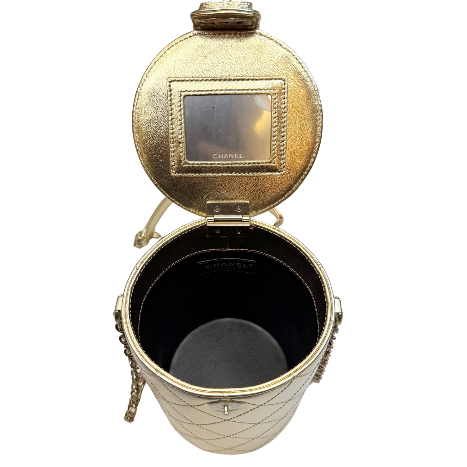 Chanel CC Turnlock Vanity Case Metallic Gold
