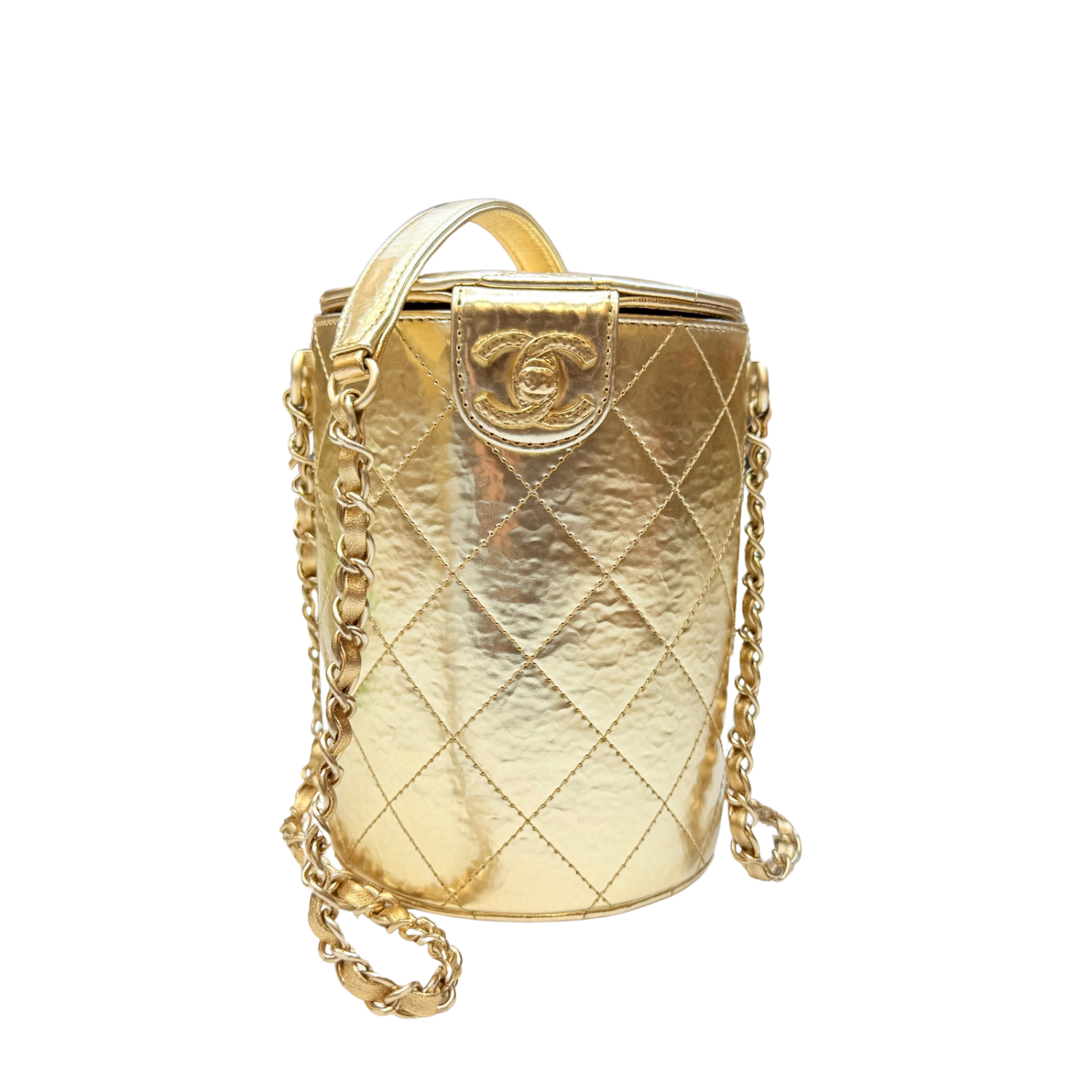 Chanel CC Turnlock Vanity Case Metallic Gold