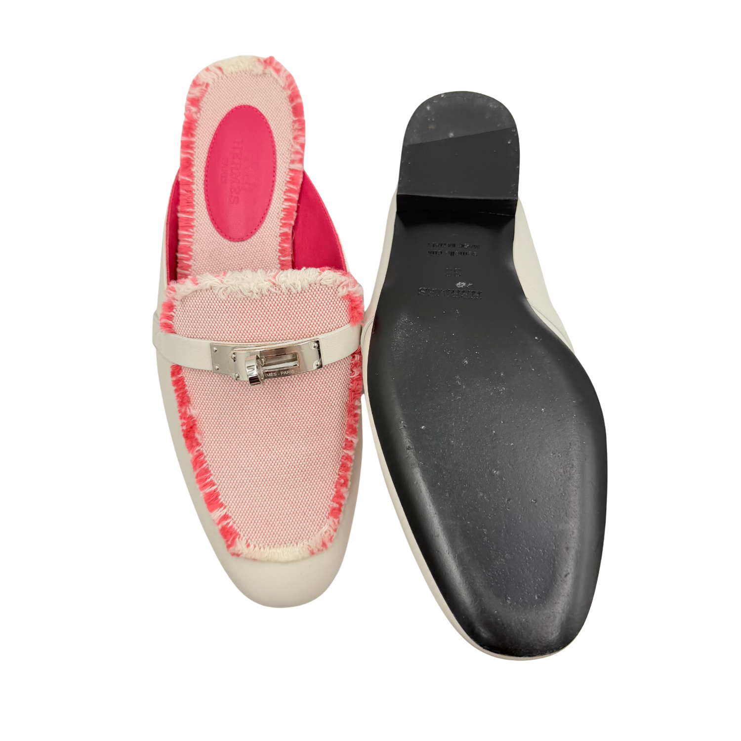 Hermès Oz Mule Beige Glaise / Framboise