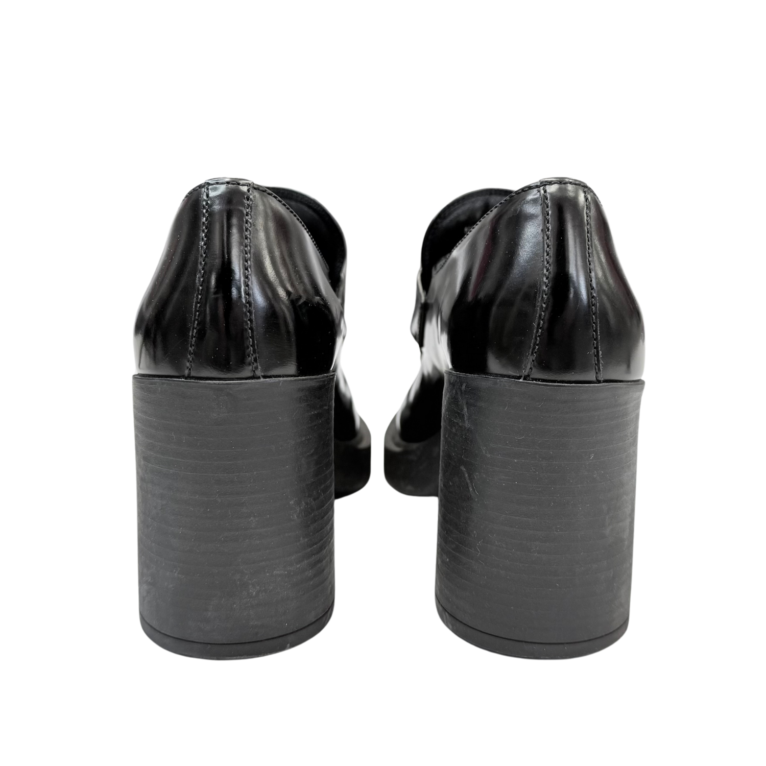 Prada Spazzolato Heeled Loafers Black