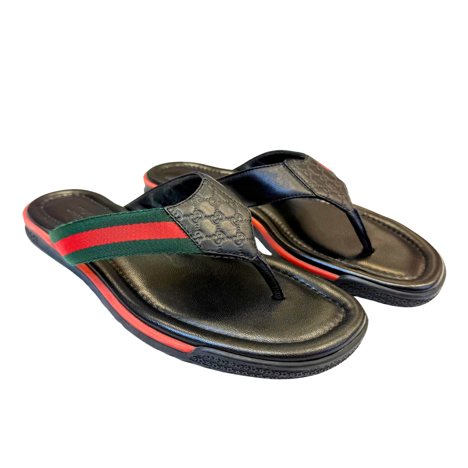 Gucci Web Accent Leather Thongs