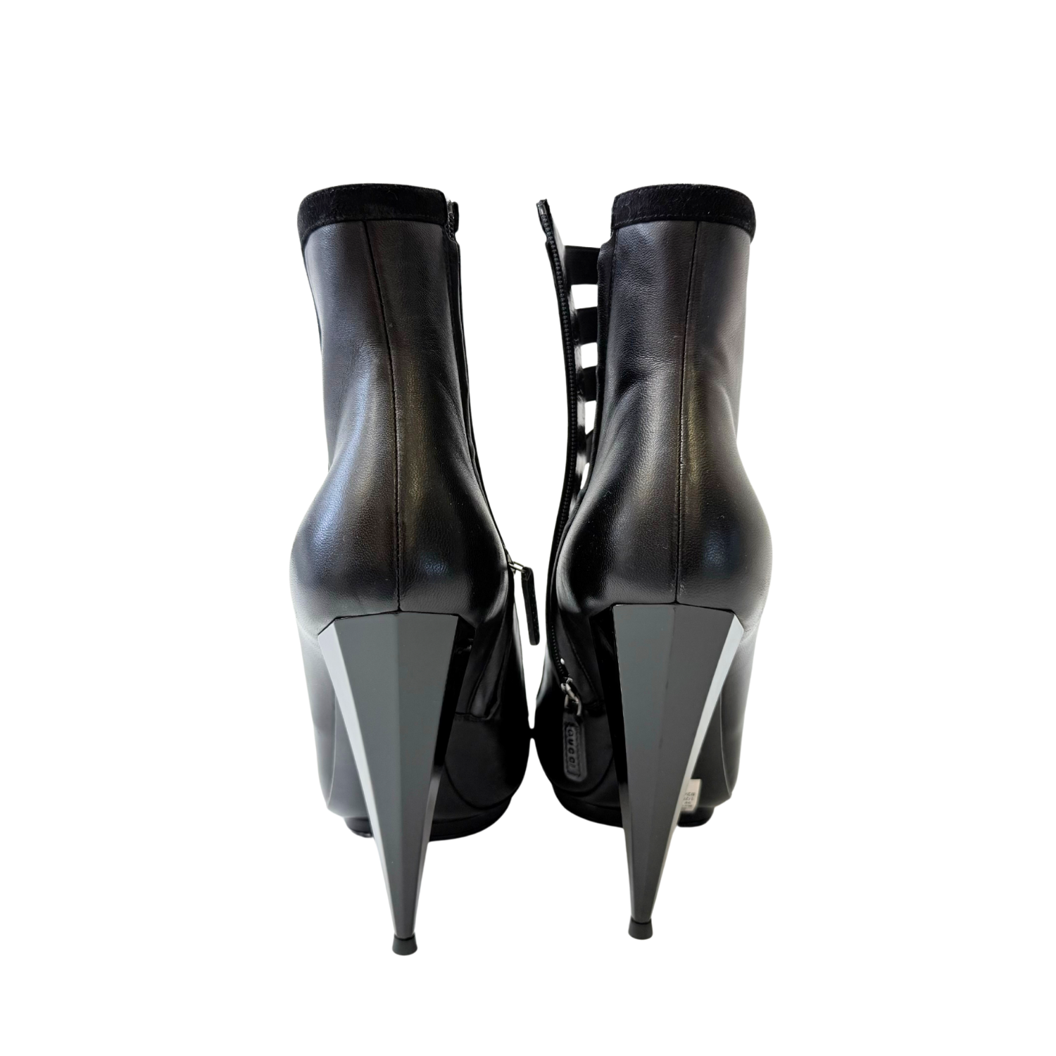 Gucci Nappa Kid Scamosciato Elastic Olimpia Open Toe Booties Black