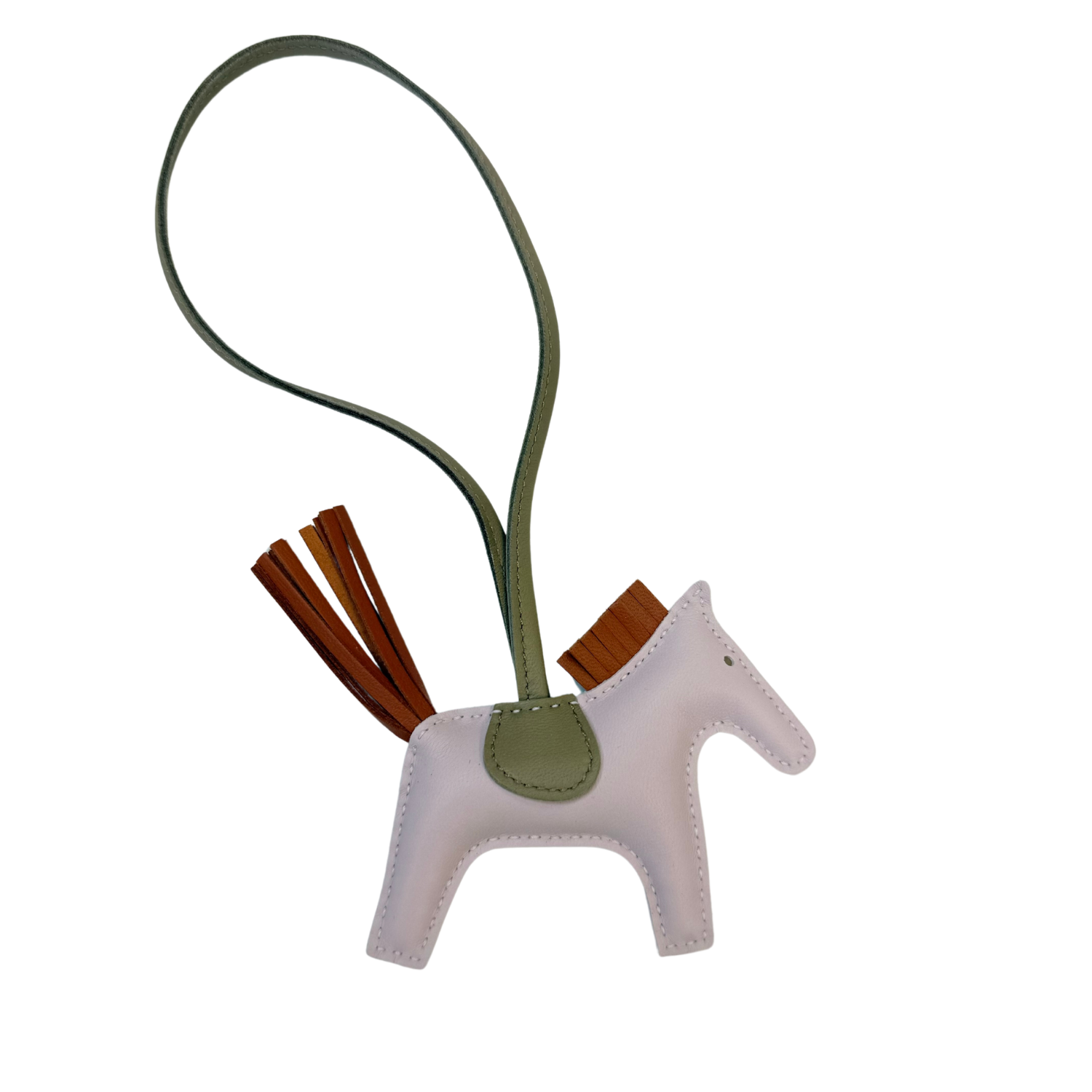 Hermès Milo Grigri Rodeo Pegase Bag Charm Mauve Pale/.../Sesame 2024