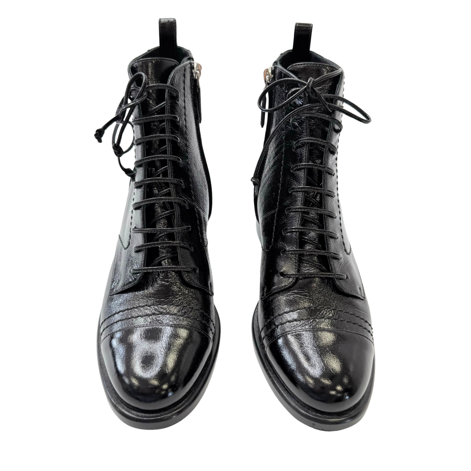 Chanel Lambskin Leather Combat Boots Black