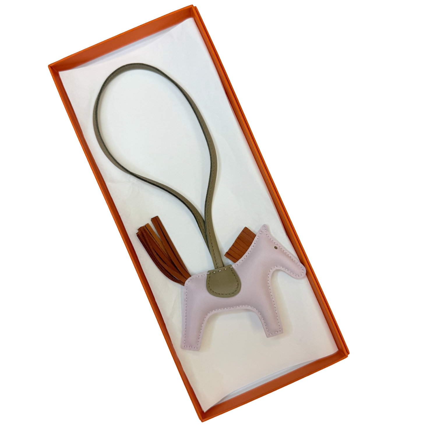 Hermès Milo Grigri Rodeo Pegase Bag Charm Mauve Pale/.../Sesame 2024