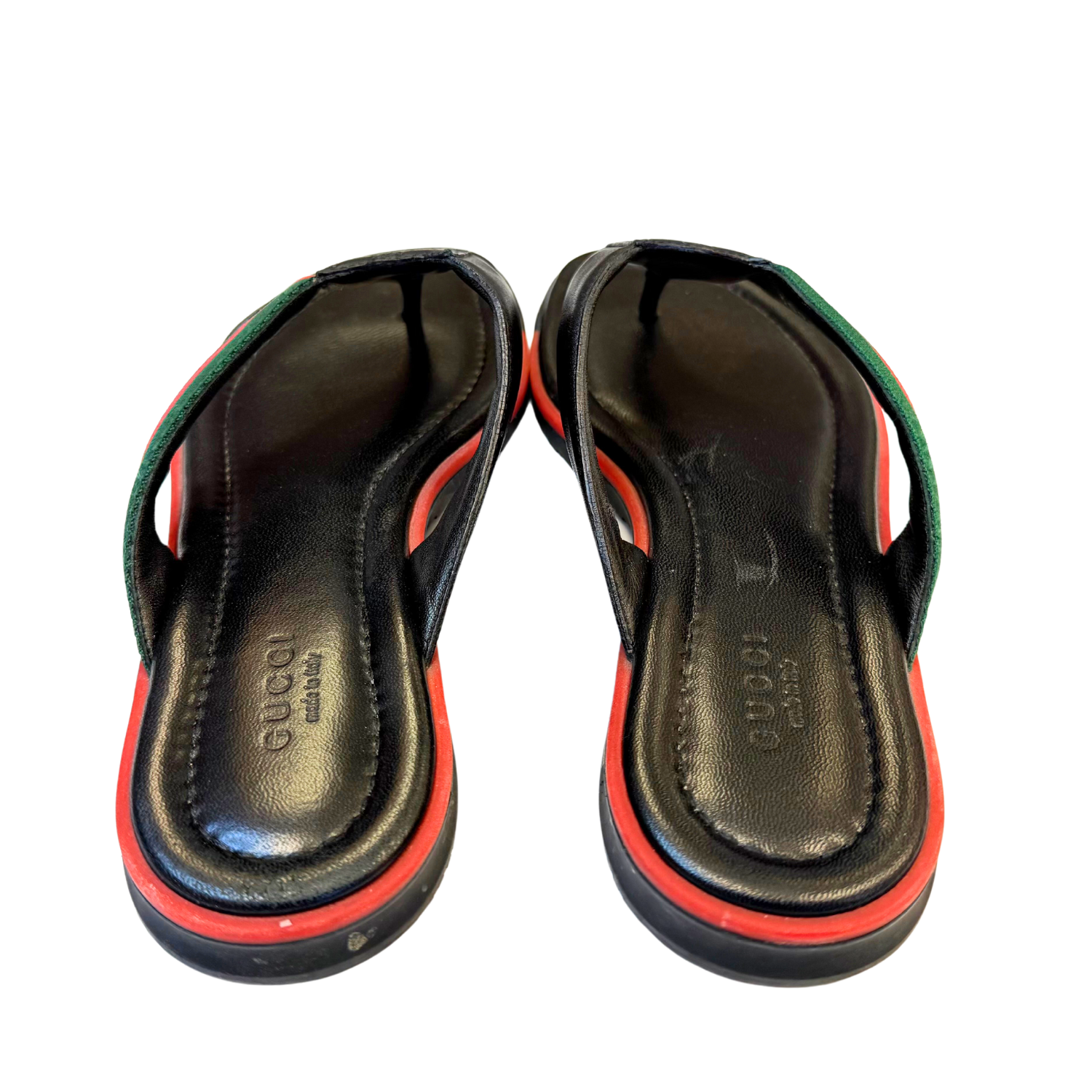 Gucci Web Accent Leather Thongs