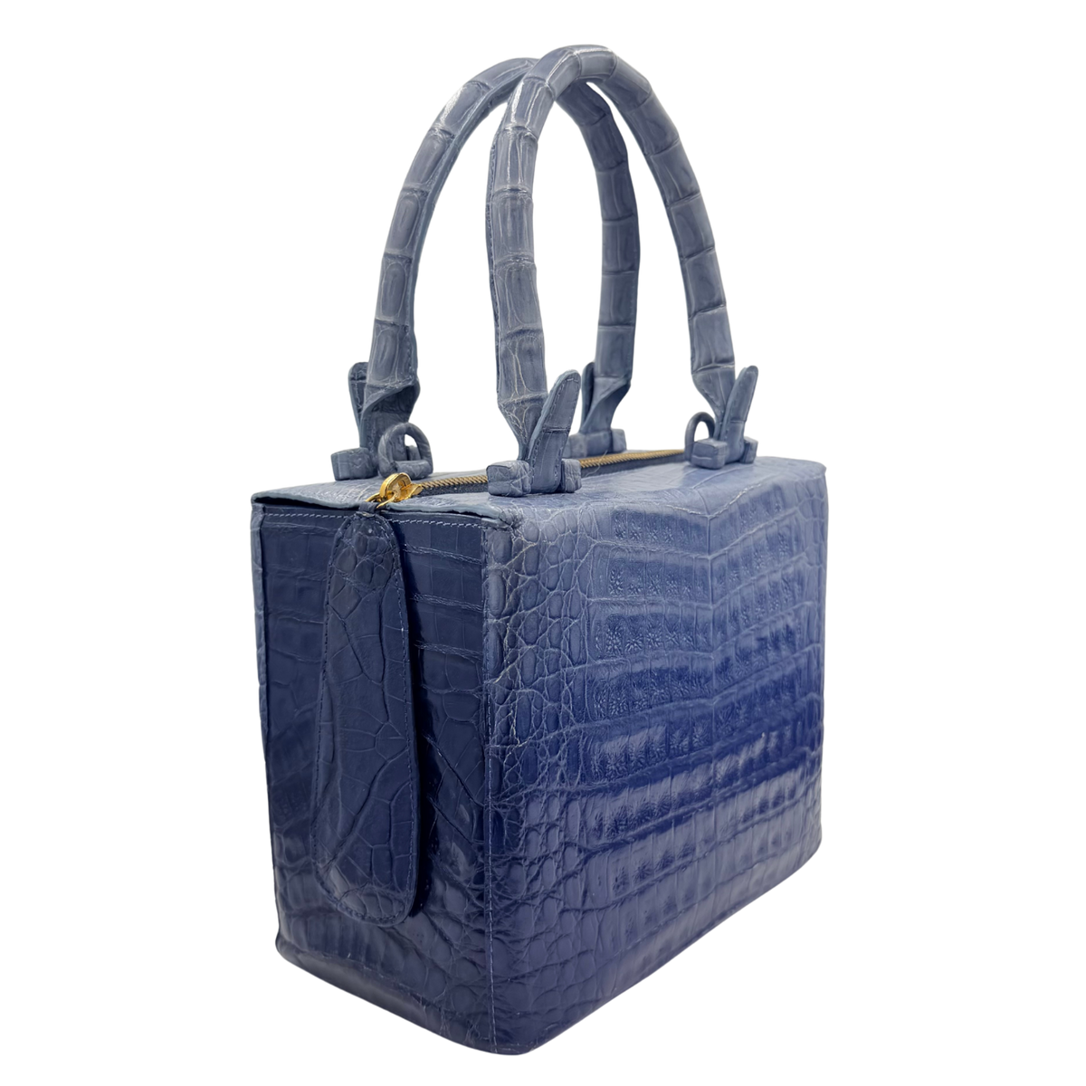 Gradient Crocodile Leather Bag Blue