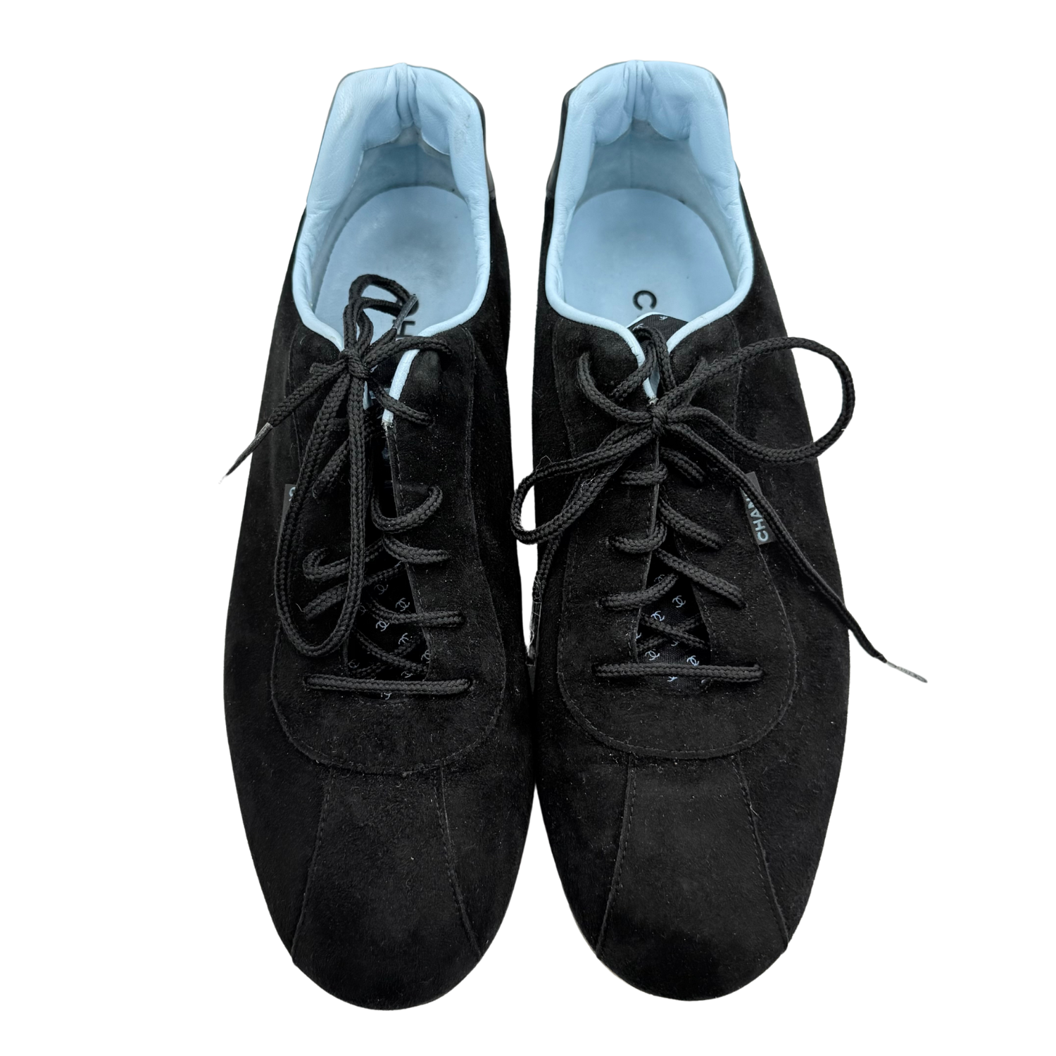 Chanel CC Suede Low Top Sneakers Black