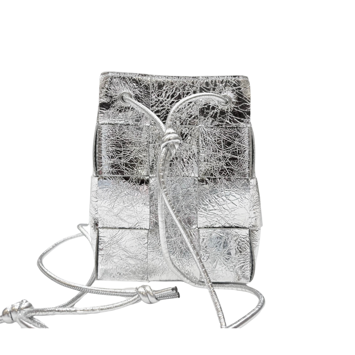 Bottega Veneta Small Cassette Bucket Bag Metallic Silver
