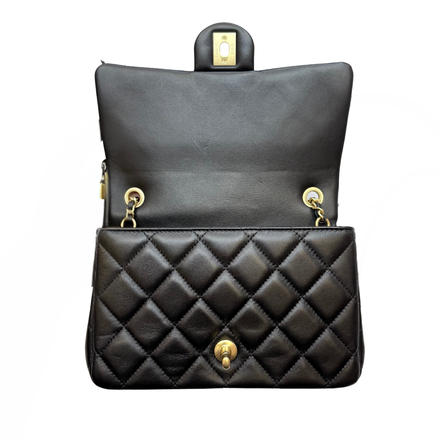Chanel Metiers D'Art Wood Handle Flap Bag Black