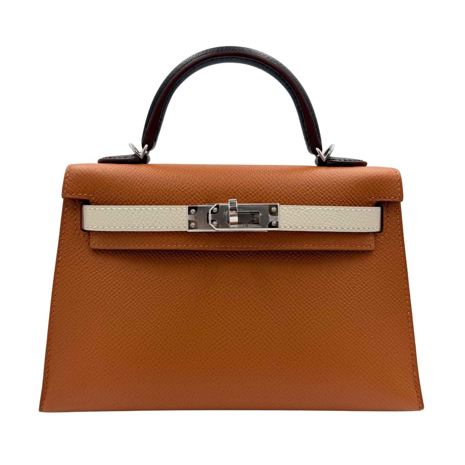 Hermès Tricolor Mini Kelly 20 Gold, Nata, and Black Epsom Leather with Palladium Hardware