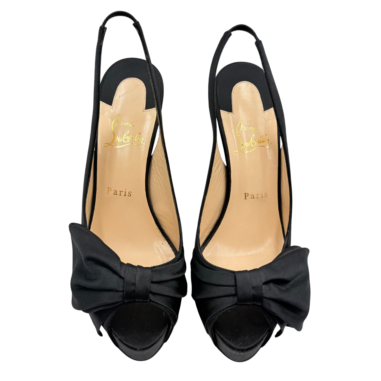 Christian Louboutin Satin Vendome Sling 120mm Platform Heel Black
