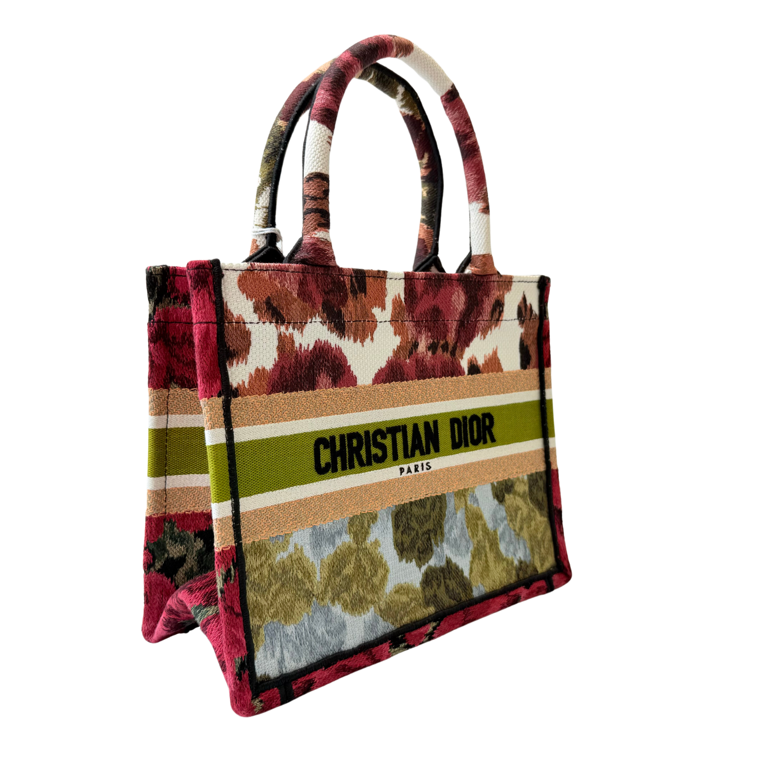 Christian Dior Embroidered Floral Small Book Tote Multicolor