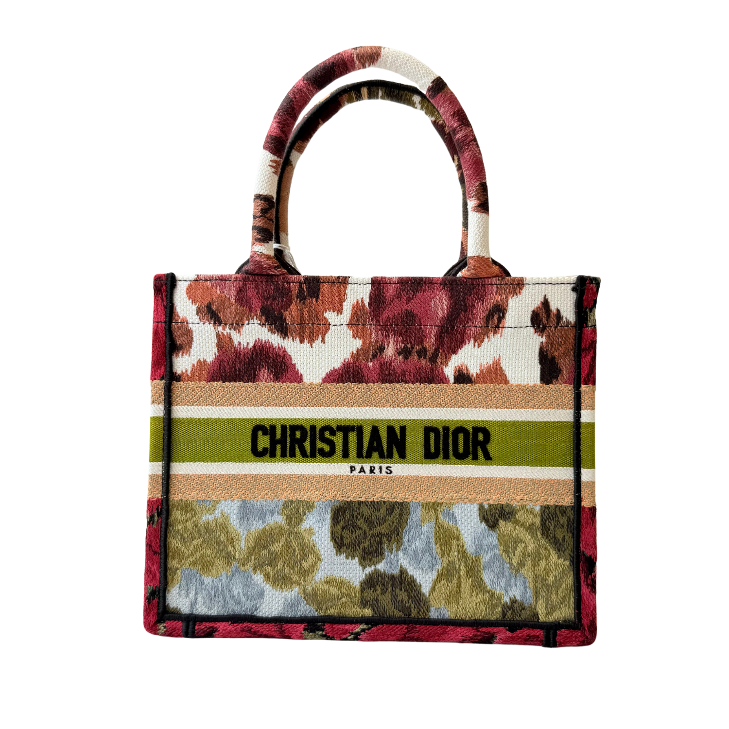 Christian Dior Embroidered Floral Small Book Tote Multicolor