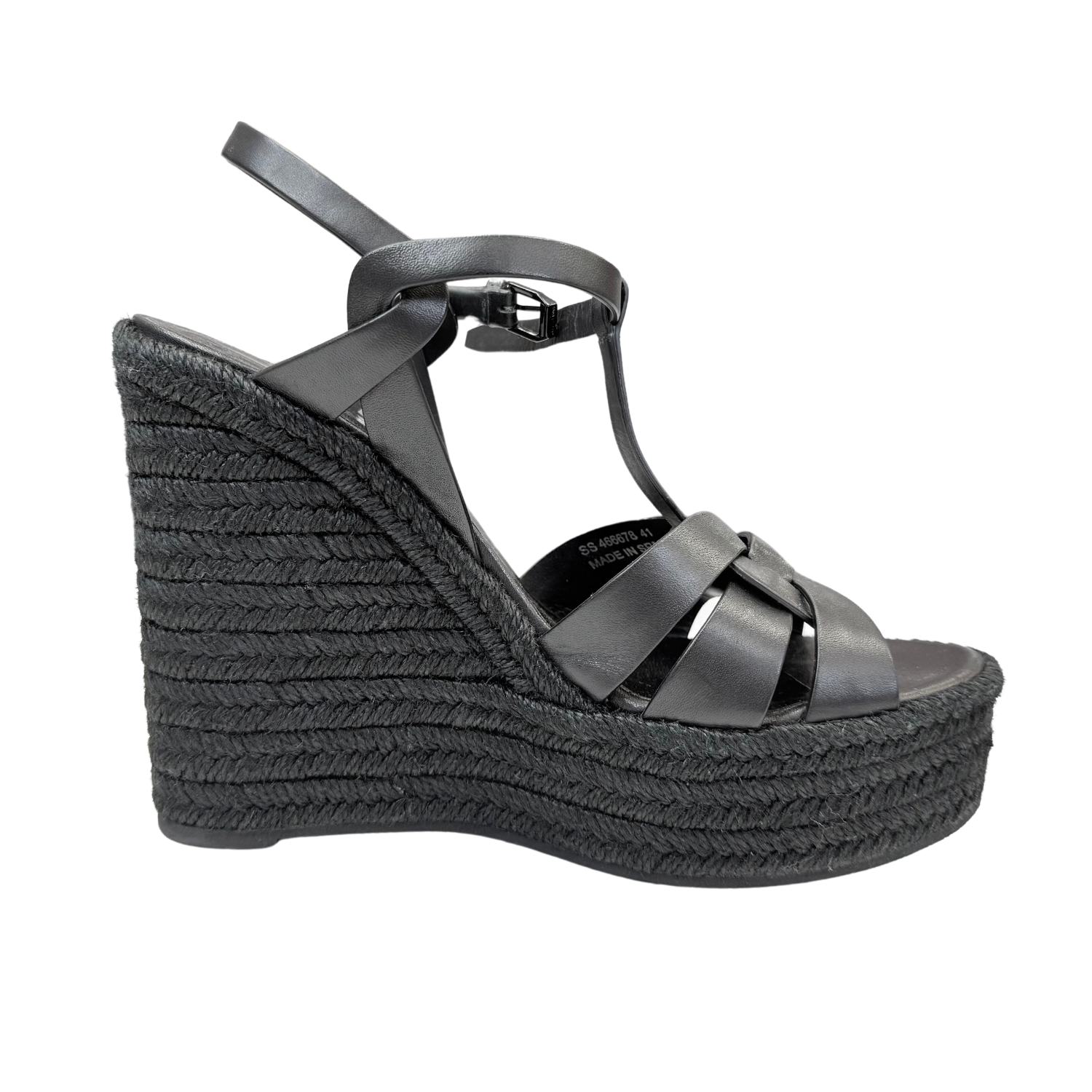 Yves Saint Laurent Tribute 95 Platform Espadrille Wedges Black