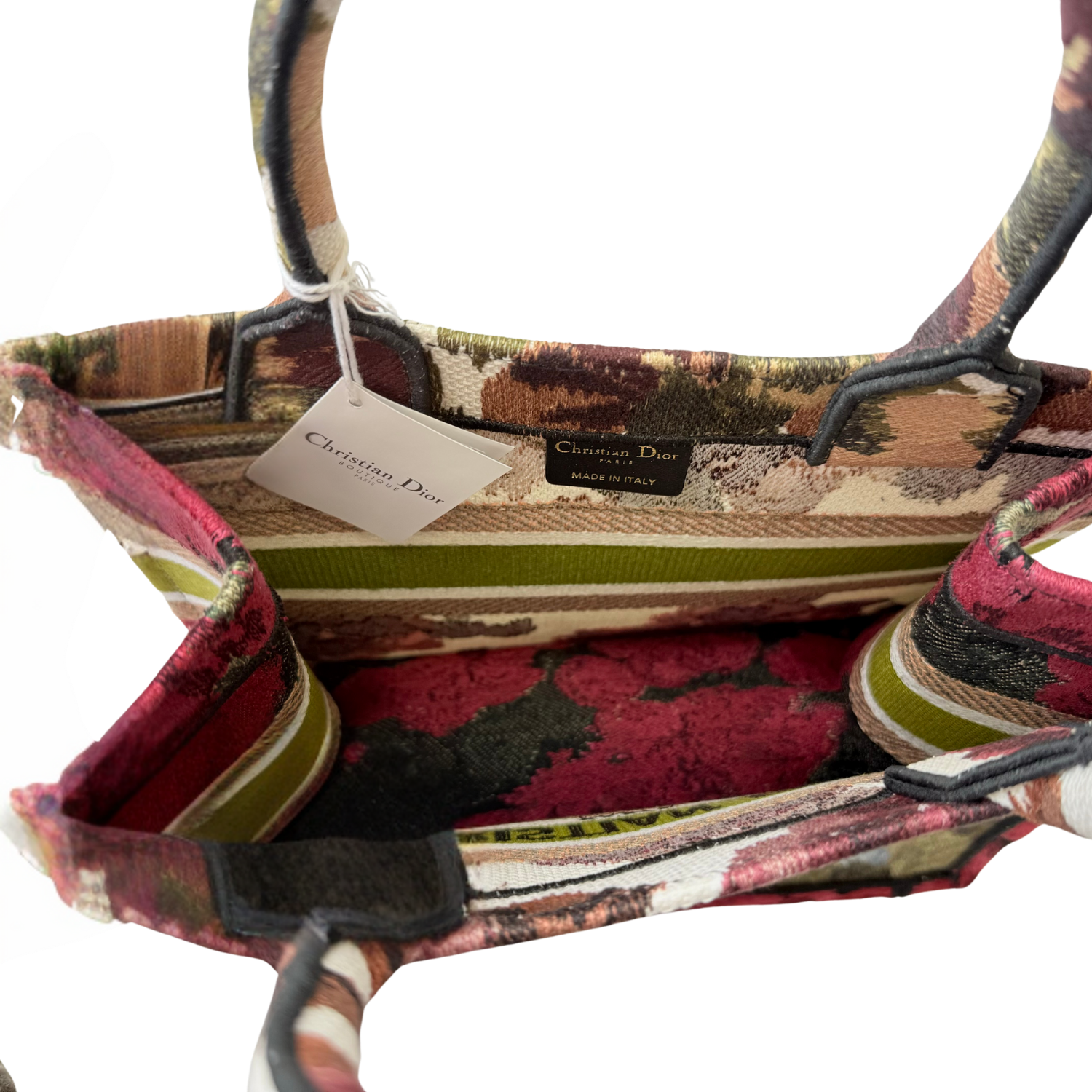 Christian Dior Embroidered Floral Small Book Tote Multicolor