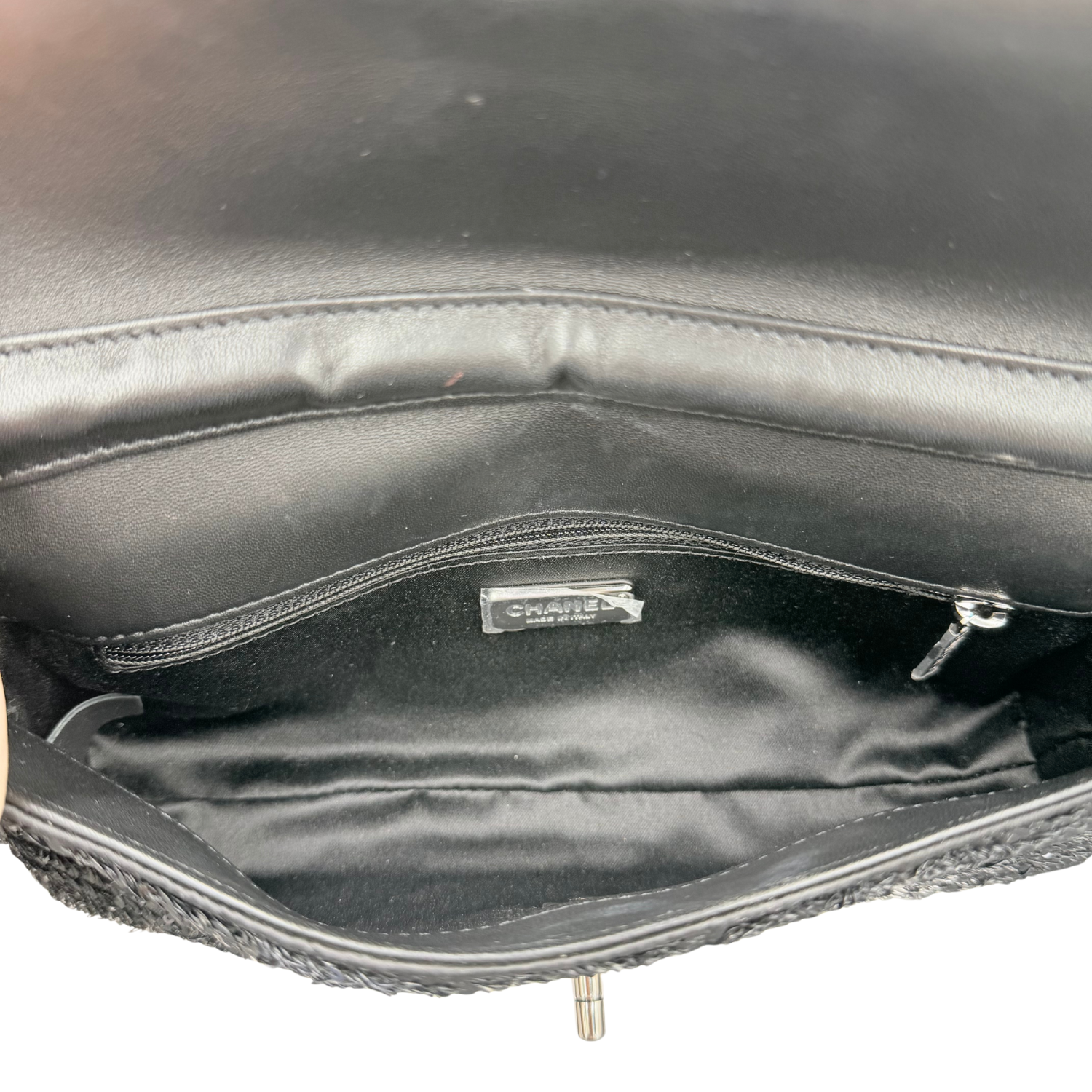 Chanel East West Flap Bag Black Sequin