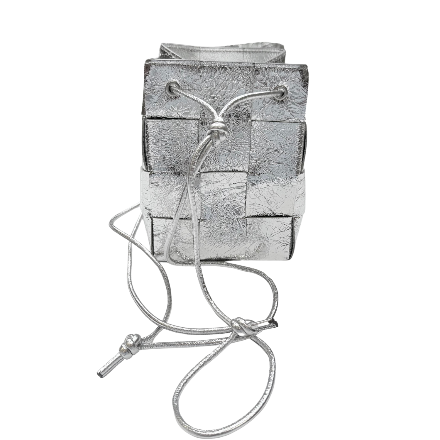Bottega Veneta Small Cassette Bucket Bag Metallic Silver