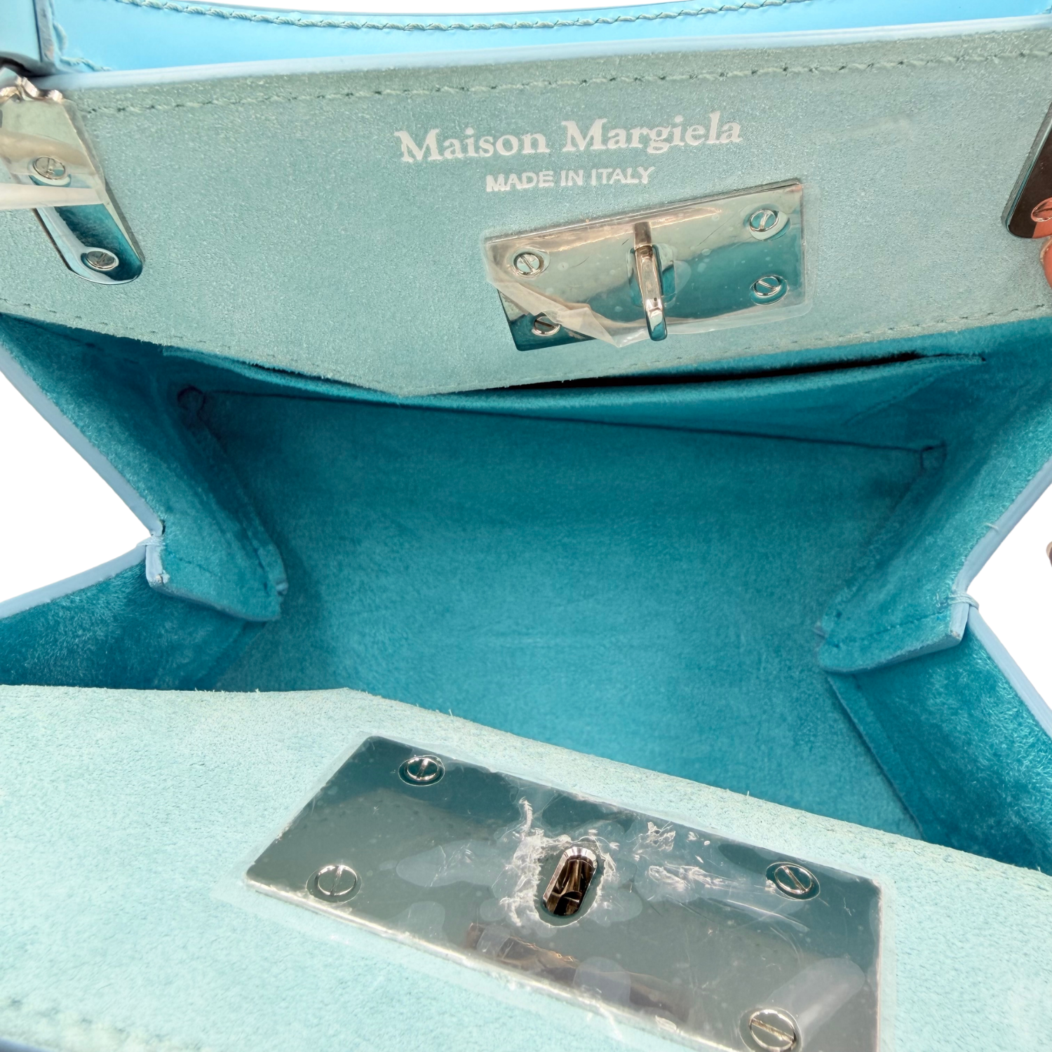 Maison Margiela Leather Snatched Asymmetrical Bag Blue