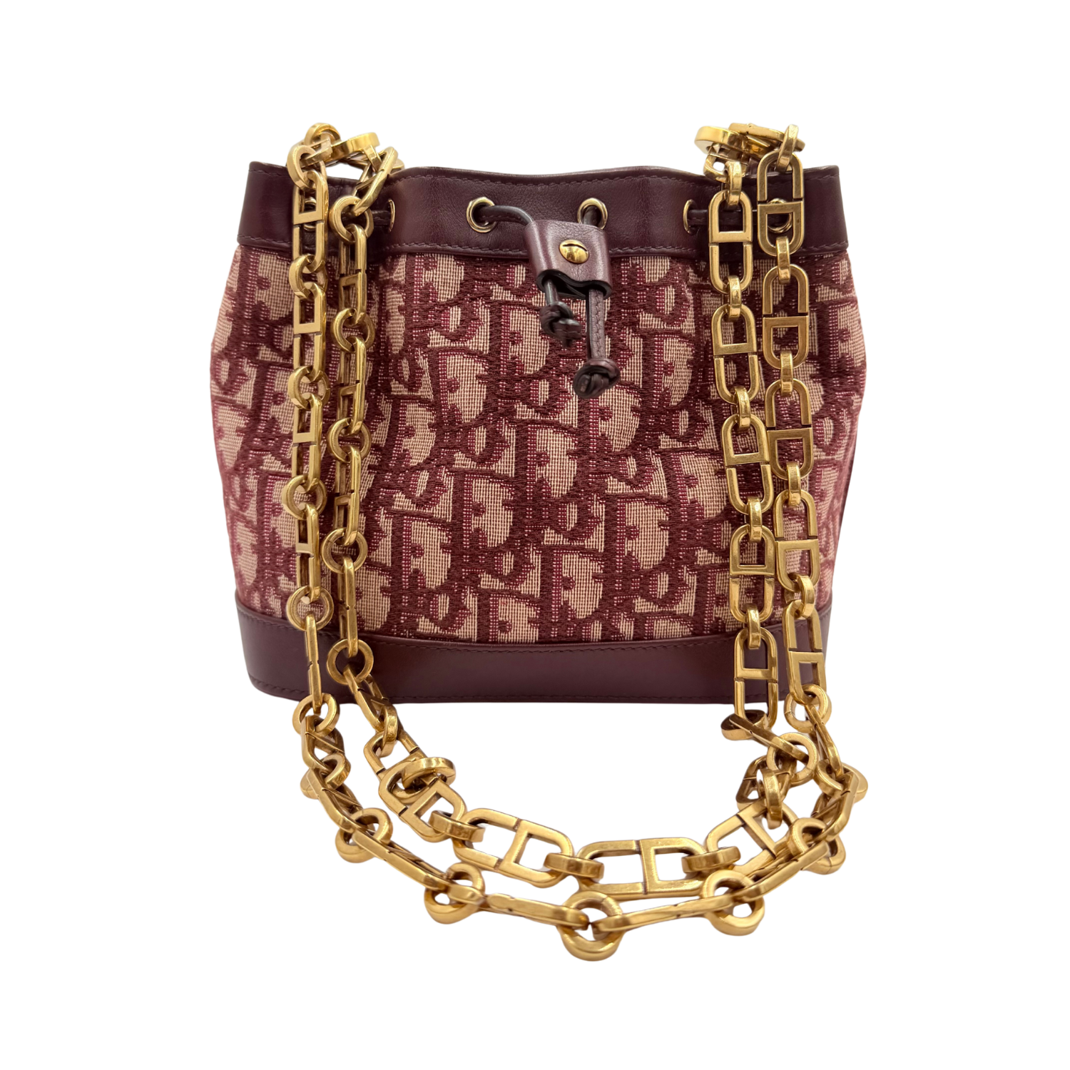 Christian Dior Small Oblique Bucket Bag Burgundy