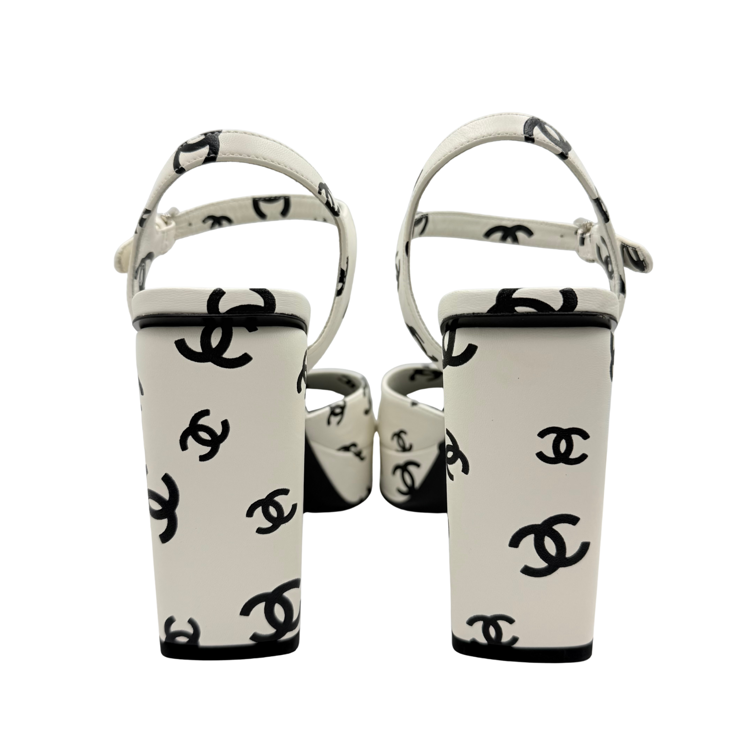 Chanel CC Printed Lambskin Coco Beach Platform Sandals