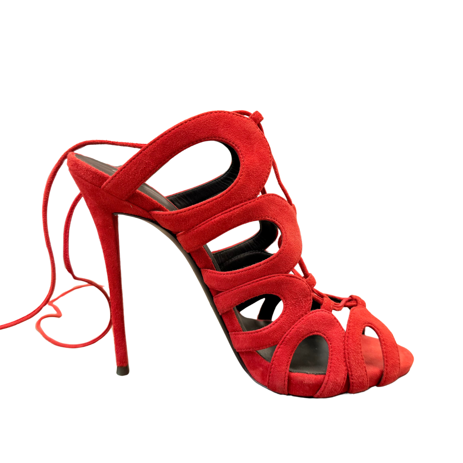Giuseppe Zanotti Suede Cutout Accent Pumps Red