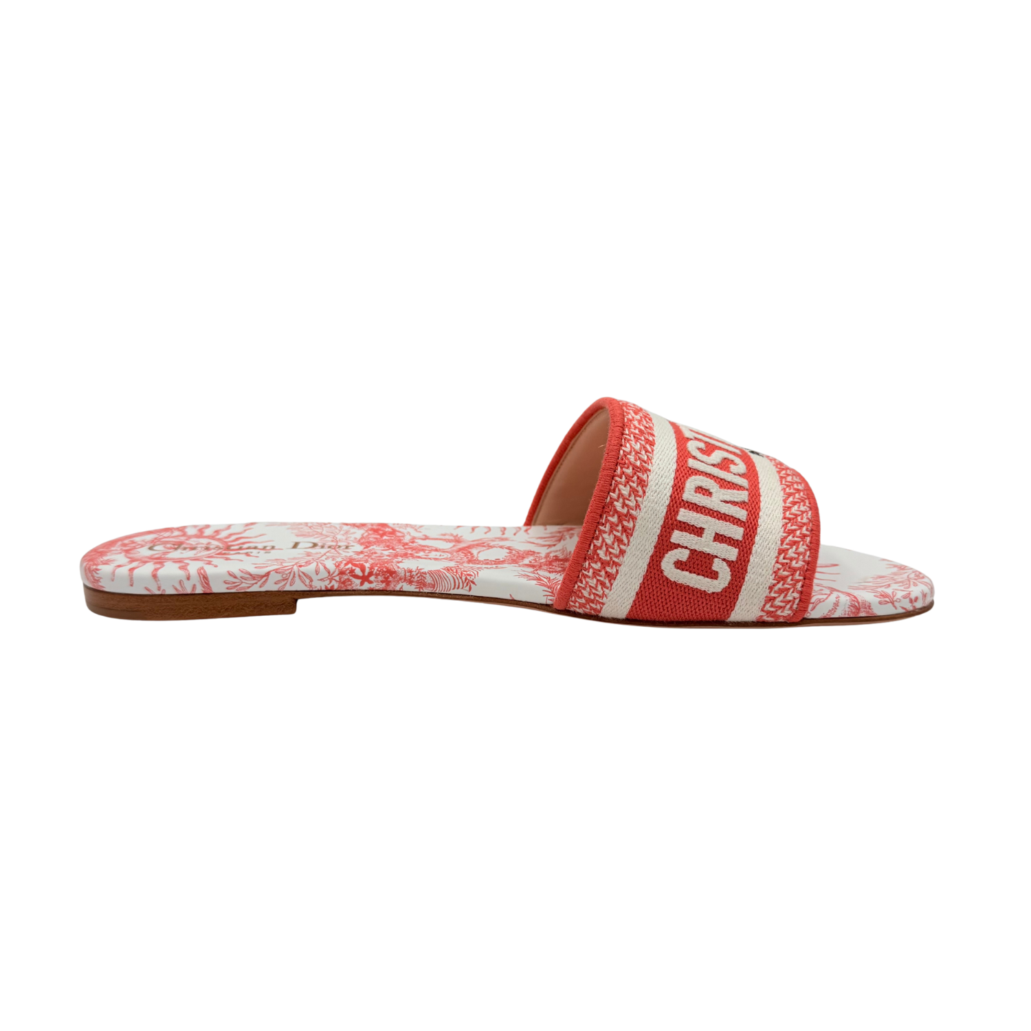 Christian Dior Canvas Dway Printed Slides Coral