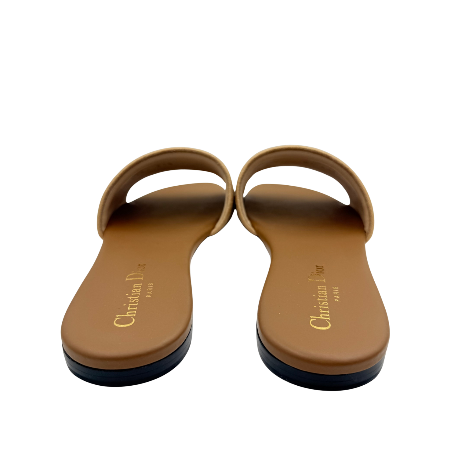 Christian Dior Canvas Printed Slides Tan