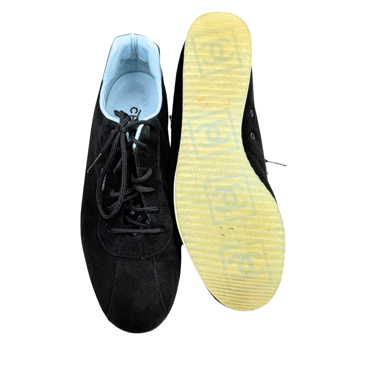 Chanel CC Suede Low Top Sneakers Black