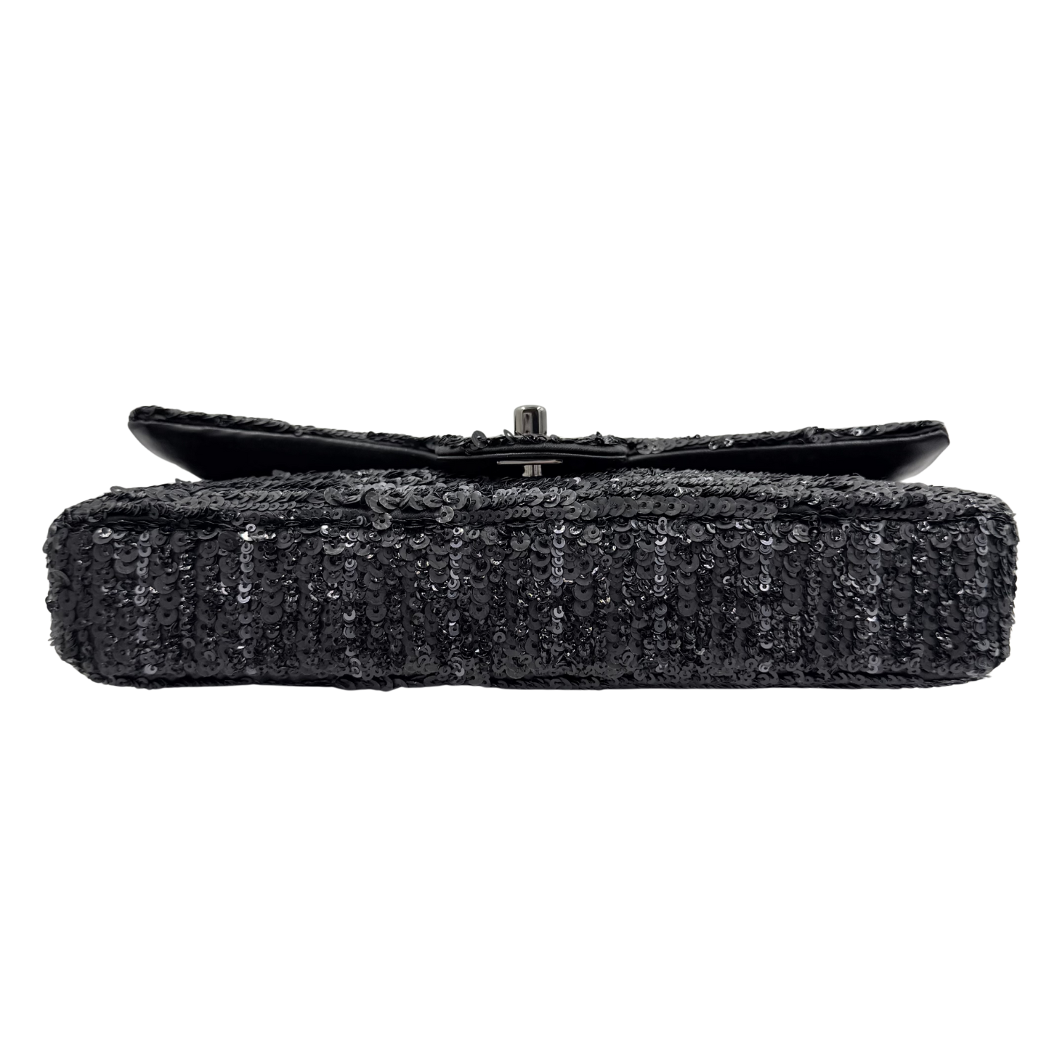 Chanel East West Flap Bag Black Sequin