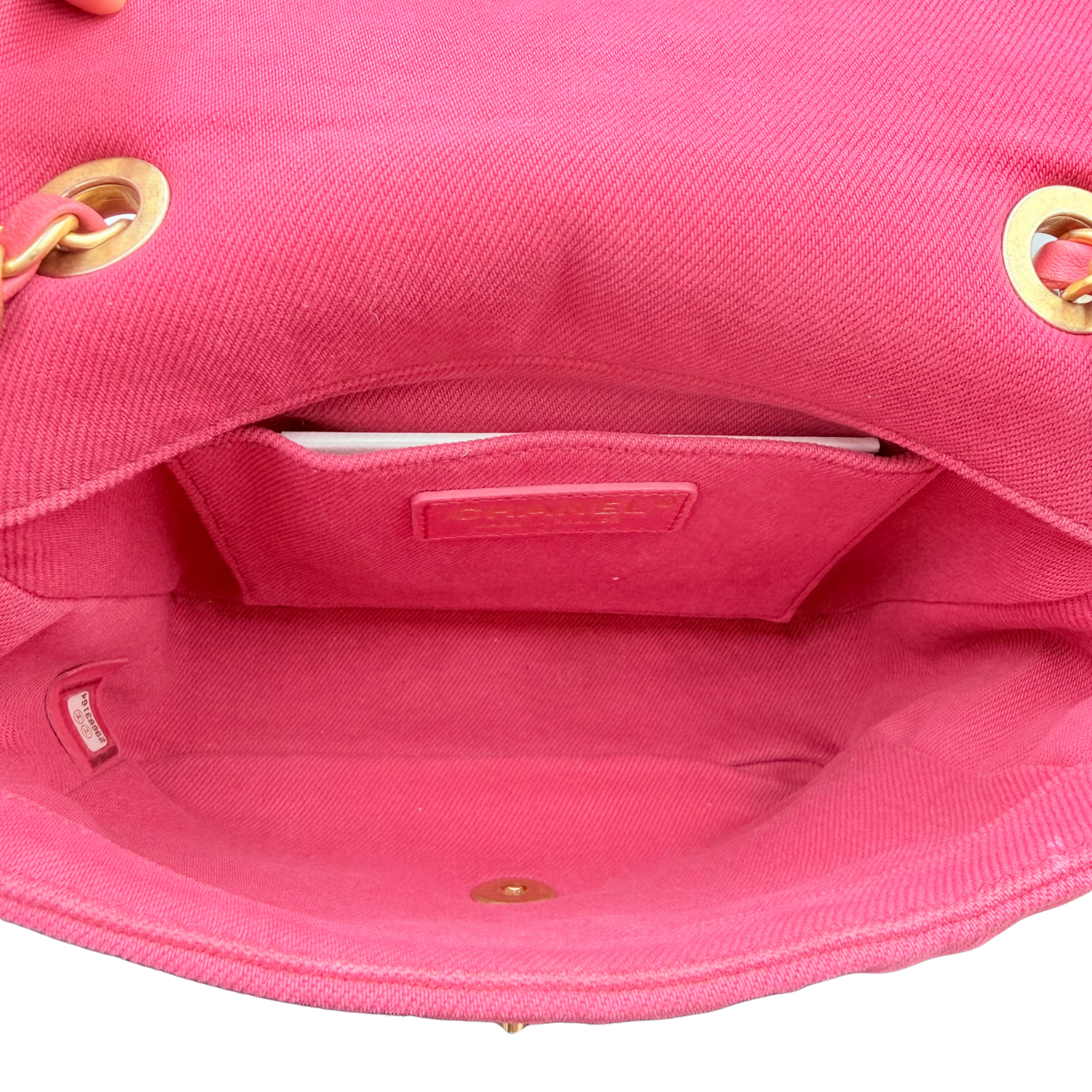 Chanel Small Coco Flap Bag Fringe Chevron Denim Pink