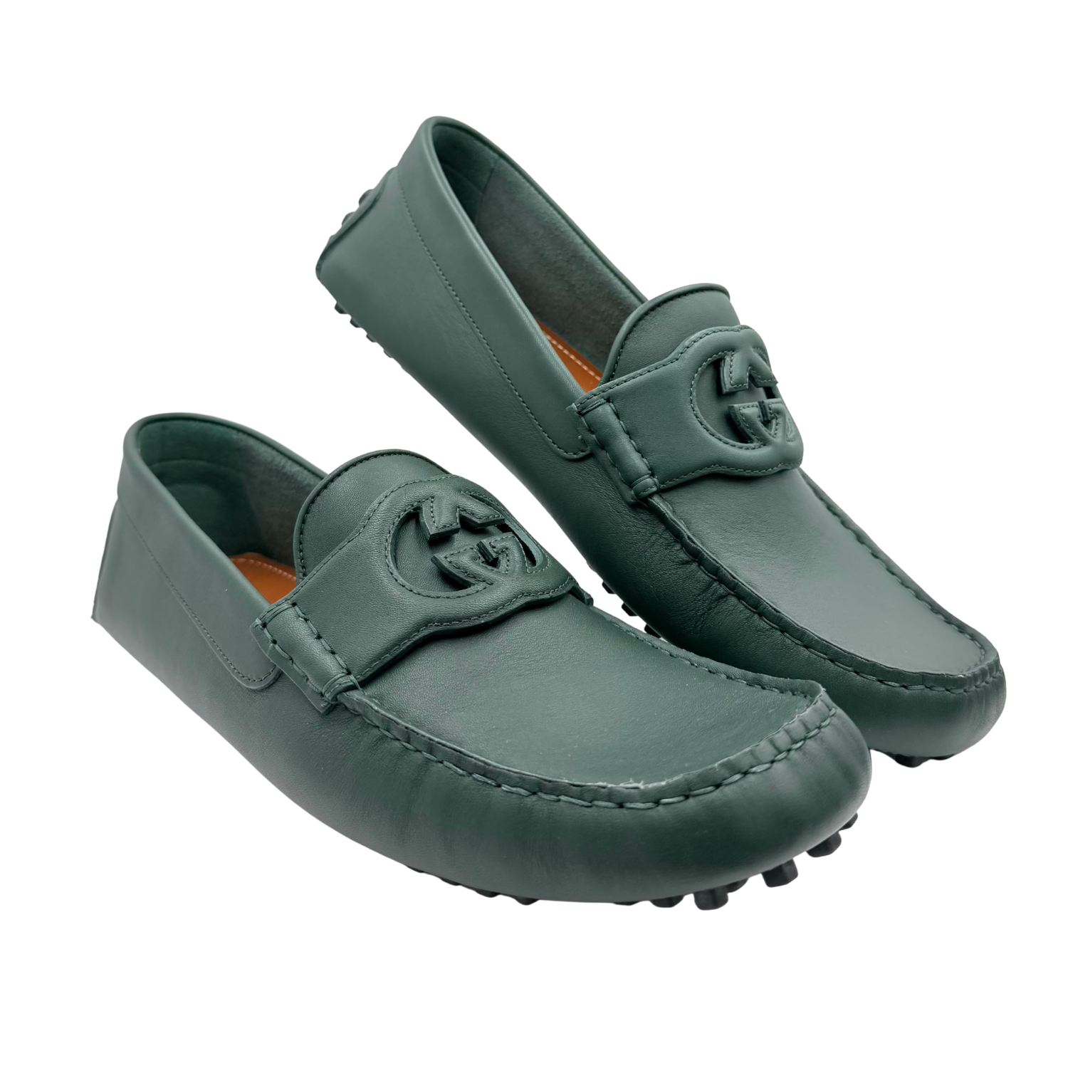 Gucci Leather Driver Loafers Green