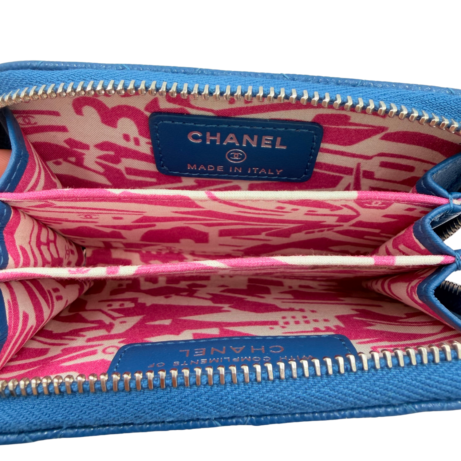 Chanel Small CC Zip Around Wallet Blue