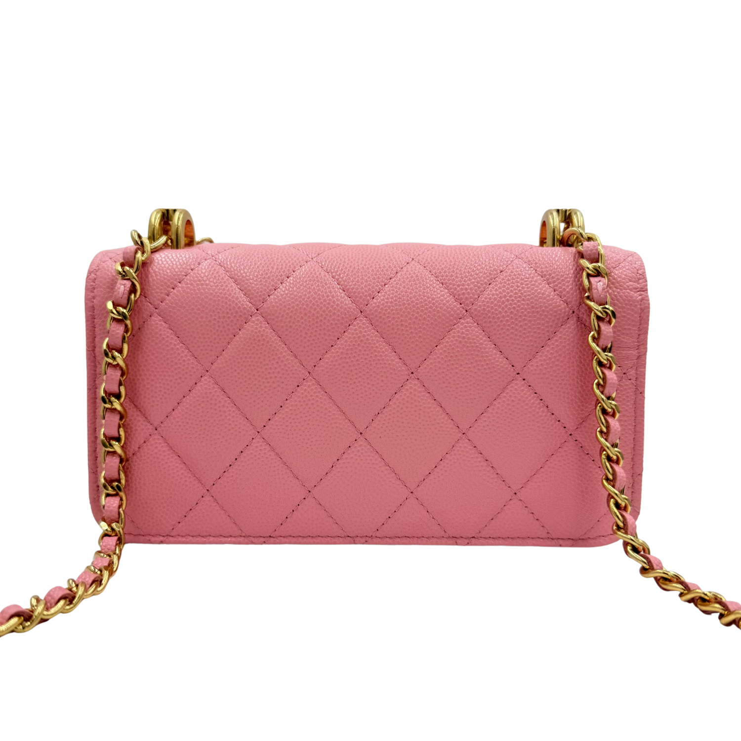 Chanel Quilted Pick Me Up Top Handle Wallet on Chain Pink
