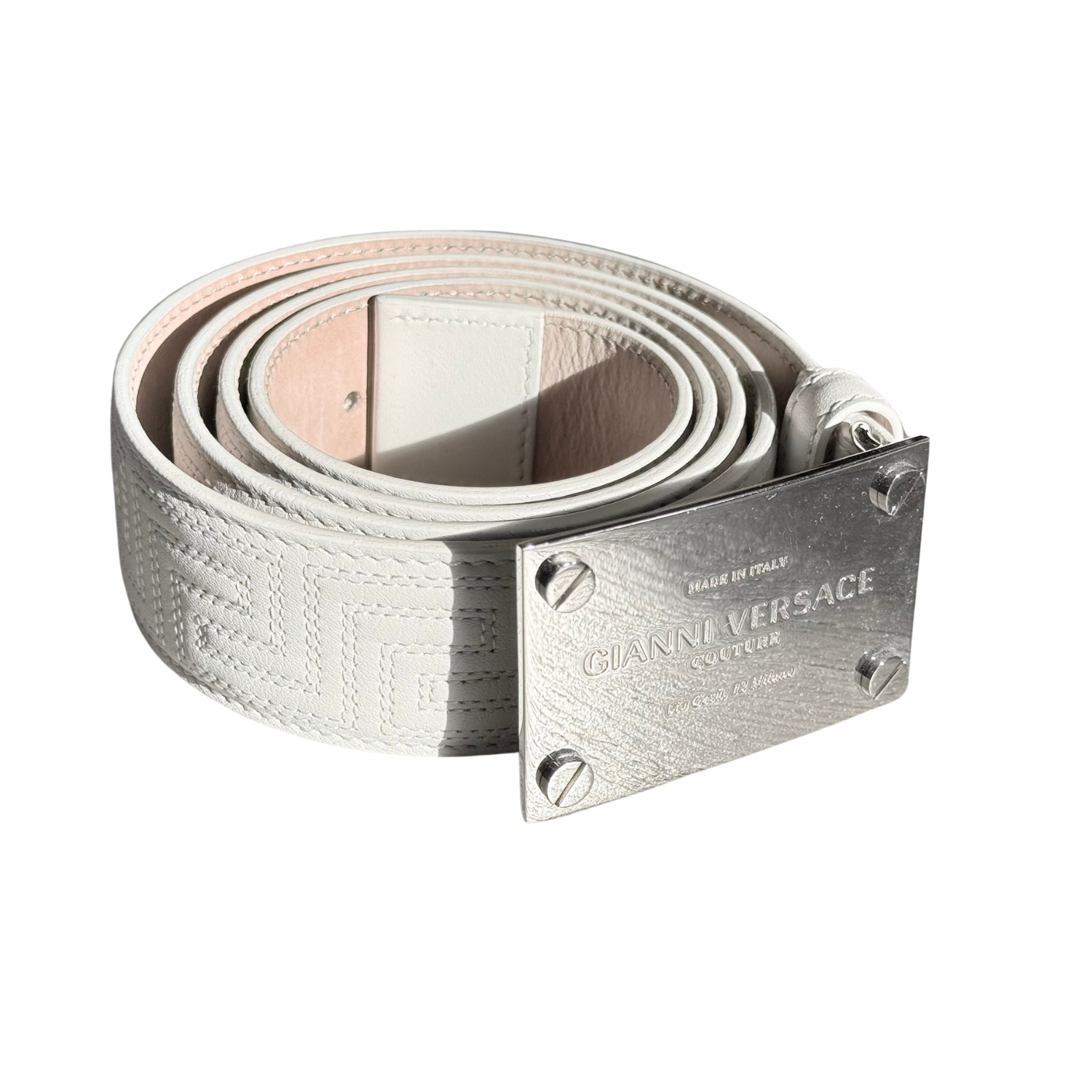 Versace Leather Belt White