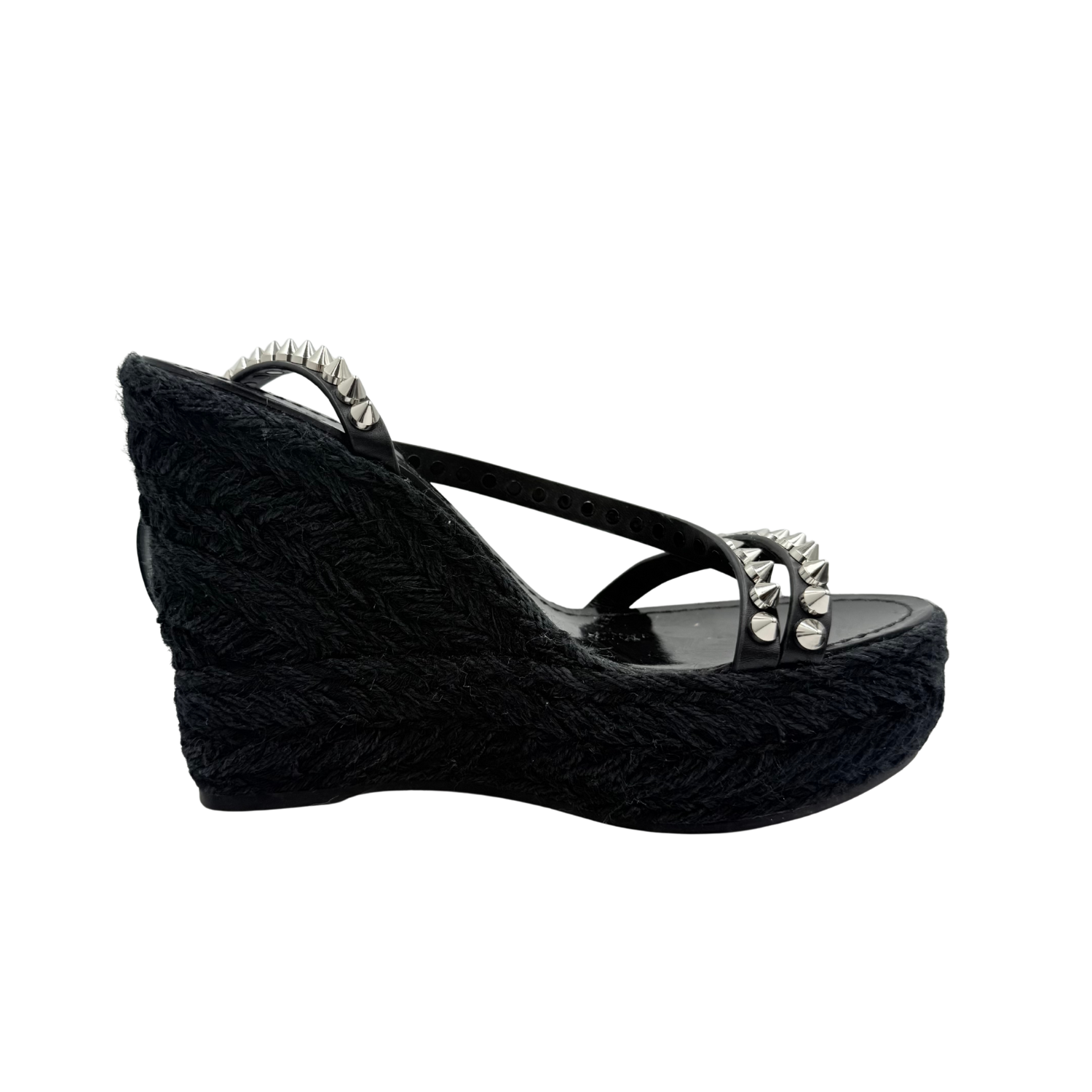 Christian Louboutin Studded Strap Wedge Black