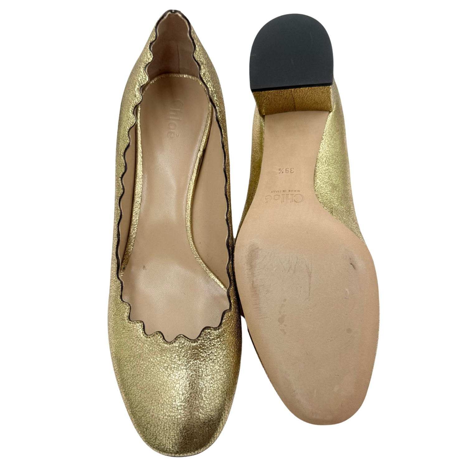 Chloé Leather Scalloped Accent Pumps