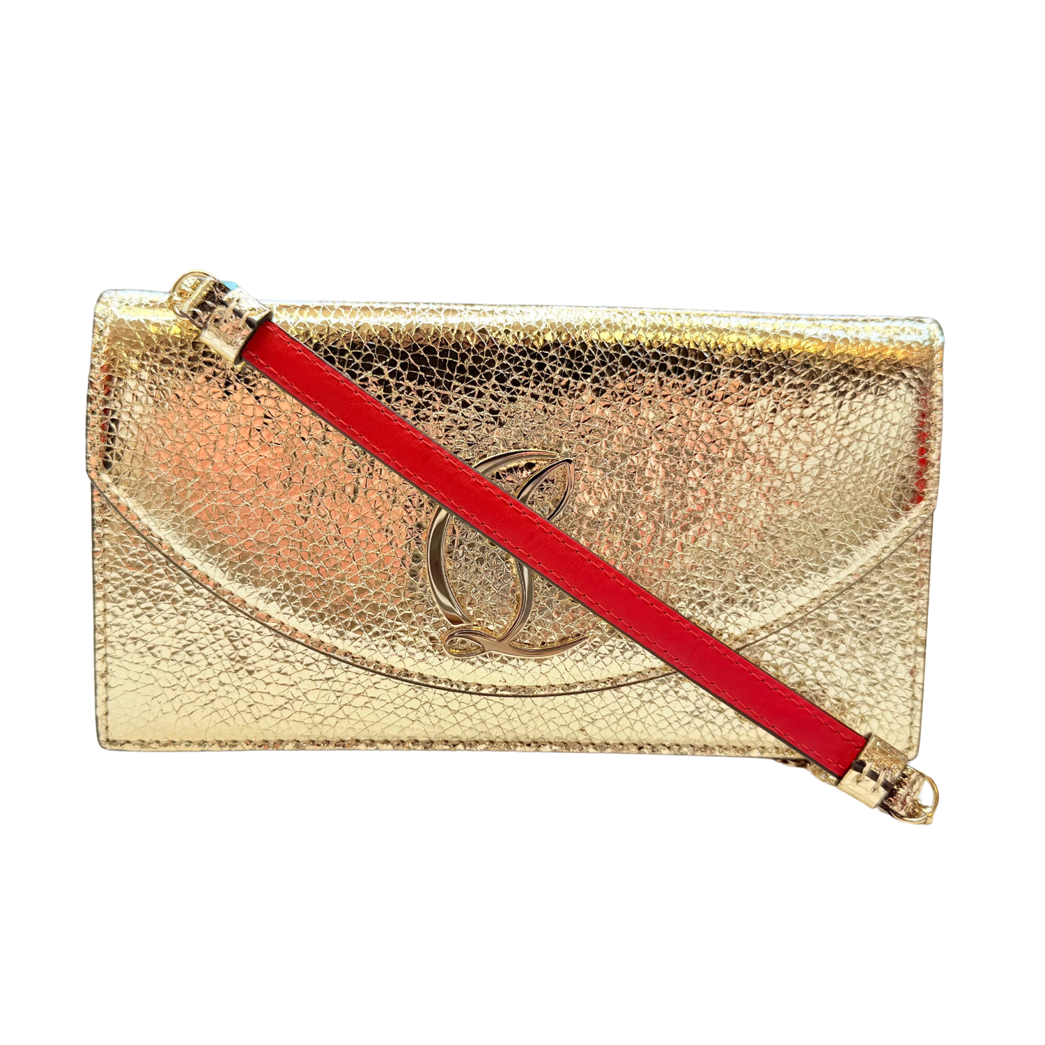 Christian Louboutin Loubi54 Small Shoulder Clutch Bag Metallic Gold