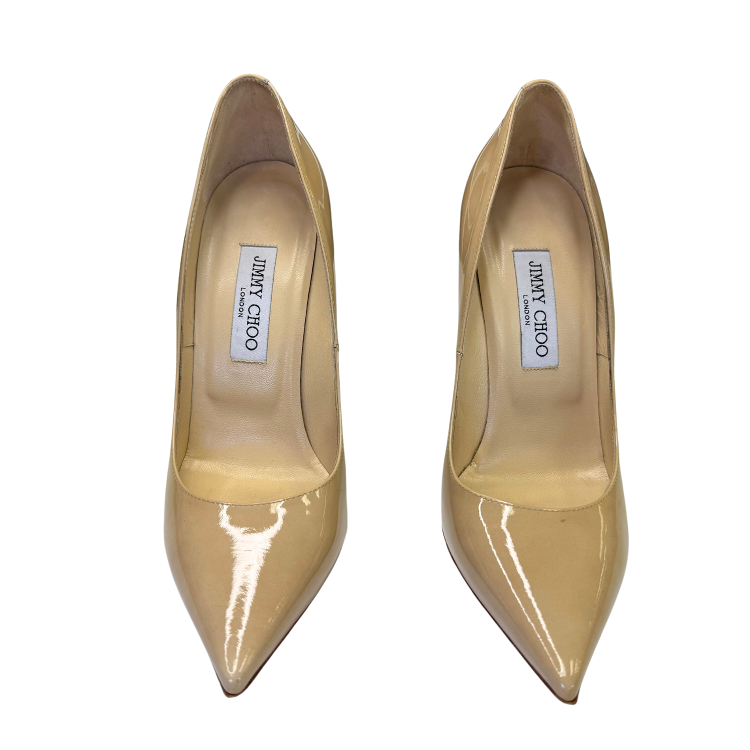 Jimmy Choo Patent Agnes 85 Pumps Nude
