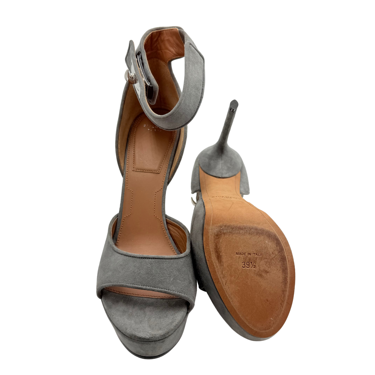 Givenchy Shark Lock Platform Ankle Strap Platform Pumps Grey