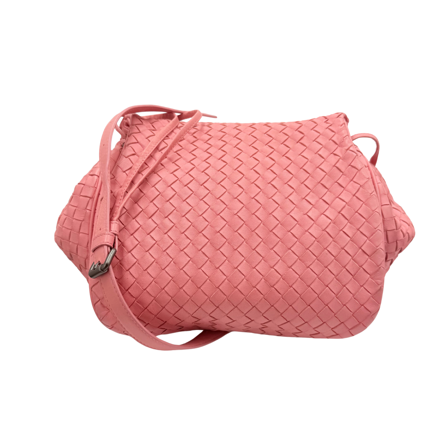 Bottega Veneta Intrecciato Medium Crossbody Flap Bag Pink