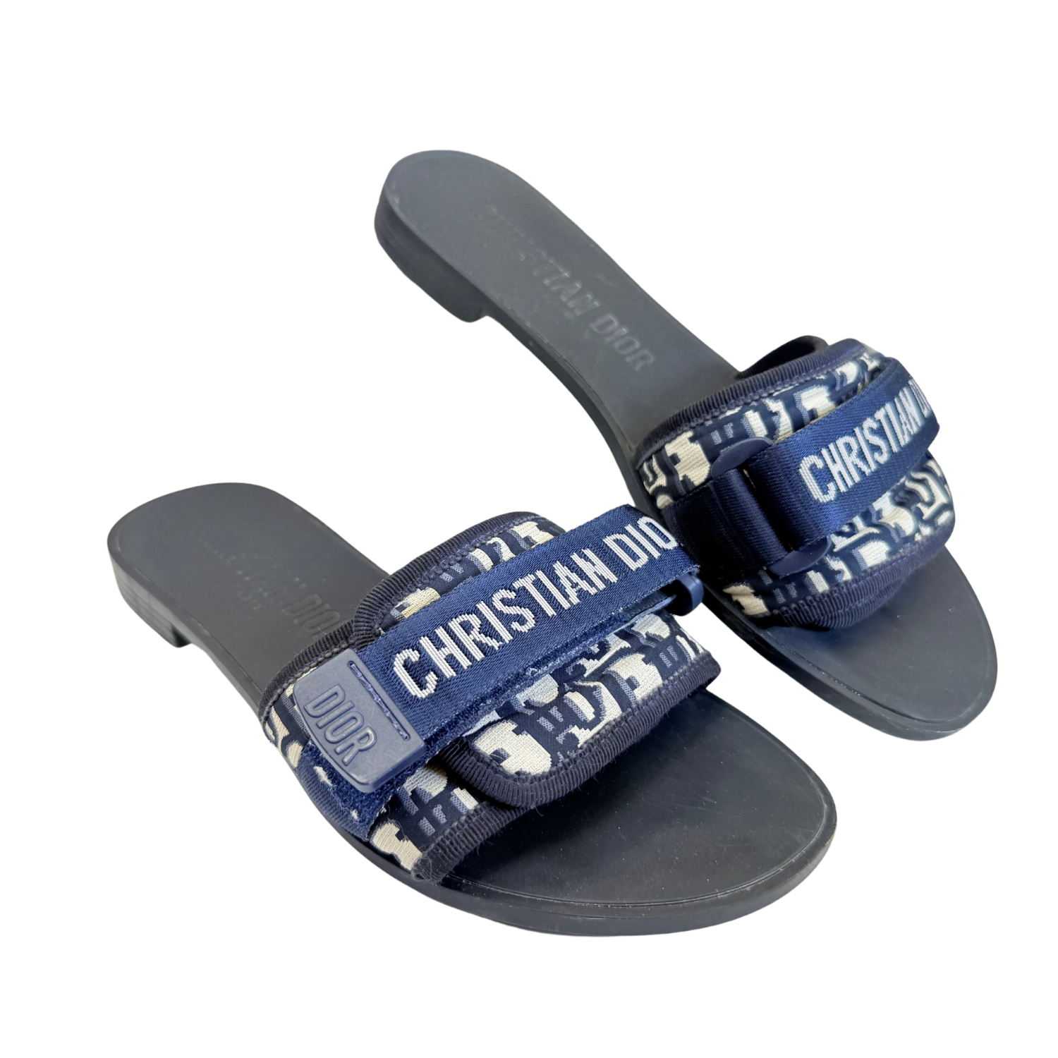 Christian Dior Dio(r)evolution Slide Shiny Technical Fabric with Deep Blue Dior Oblique Print