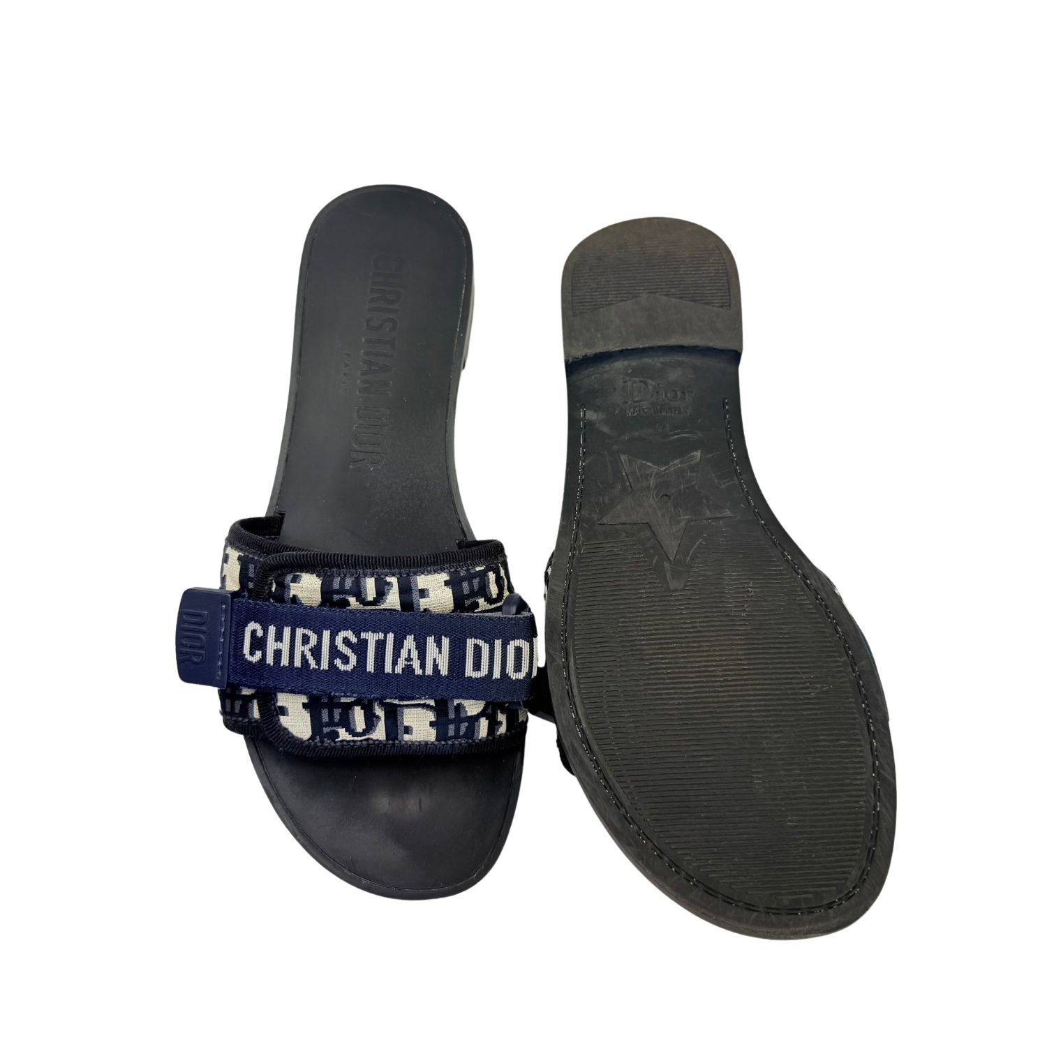 Christian Dior Dio(r)evolution Slide Shiny Technical Fabric with Deep Blue Dior Oblique Print