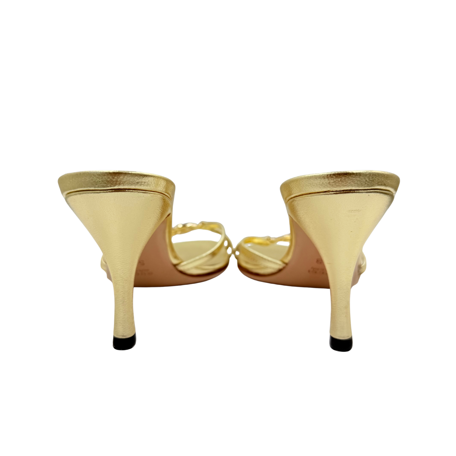 Gucci Interlocking G Logo Heeled Slides Gold