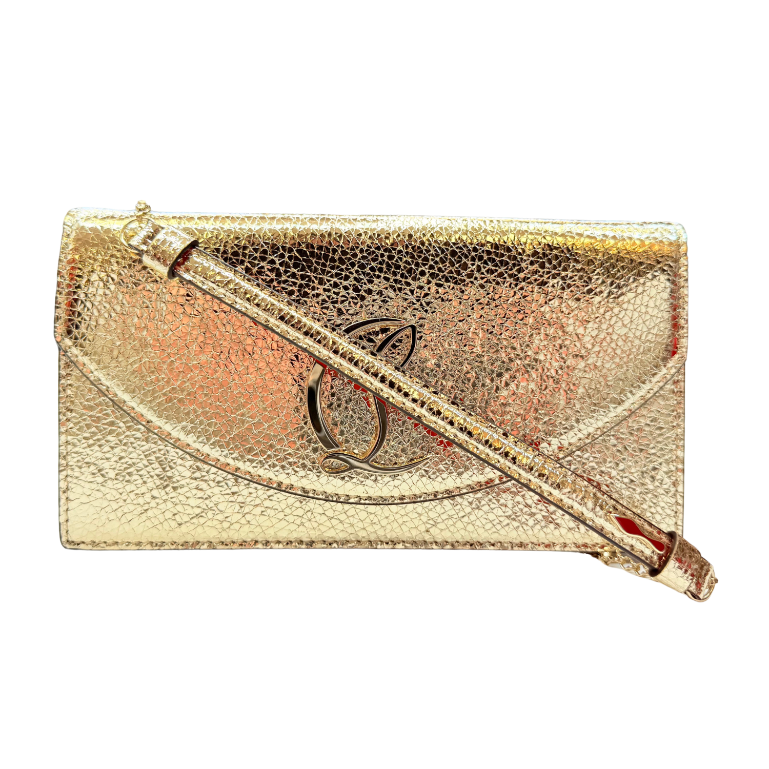 Christian Louboutin Loubi54 Small Shoulder Clutch Bag Metallic Gold