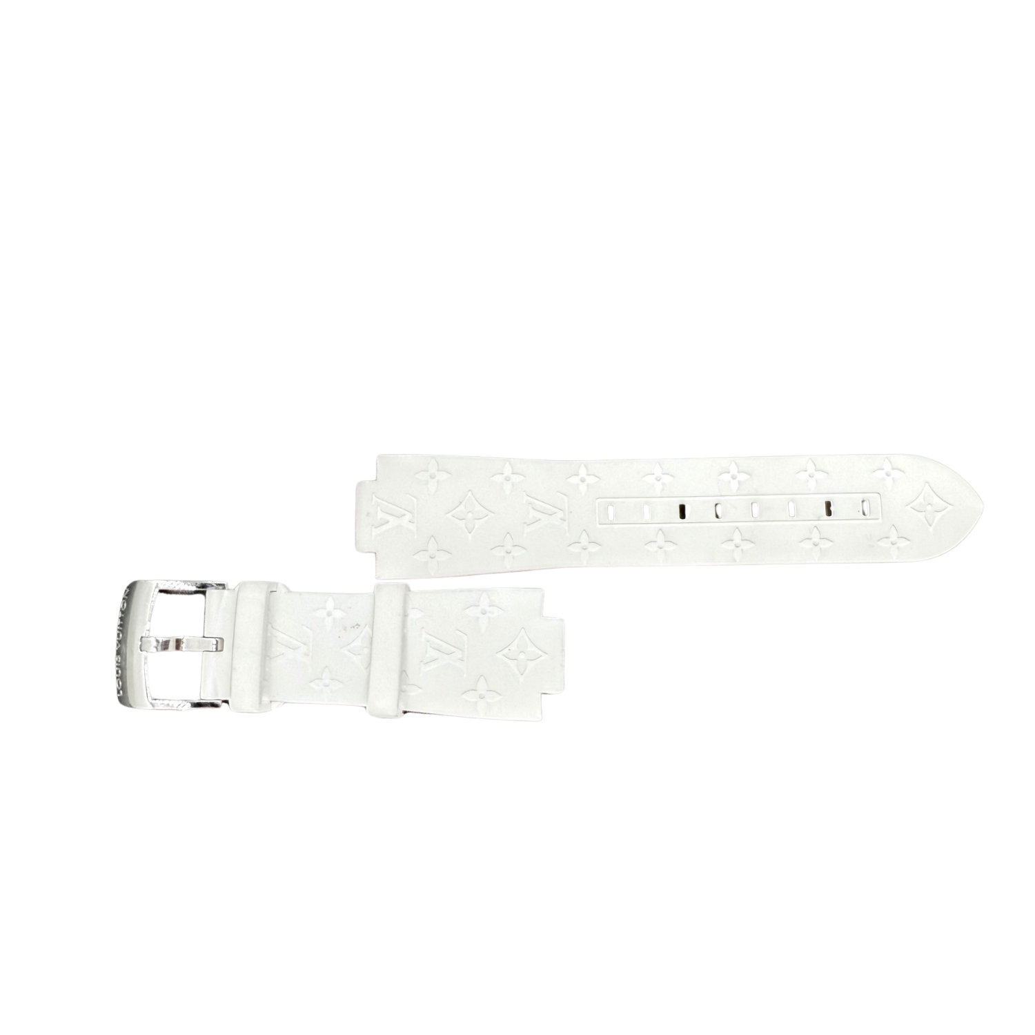 Louis Vuitton Tambour Horizon Monogram Small Rubber Watch Strap White