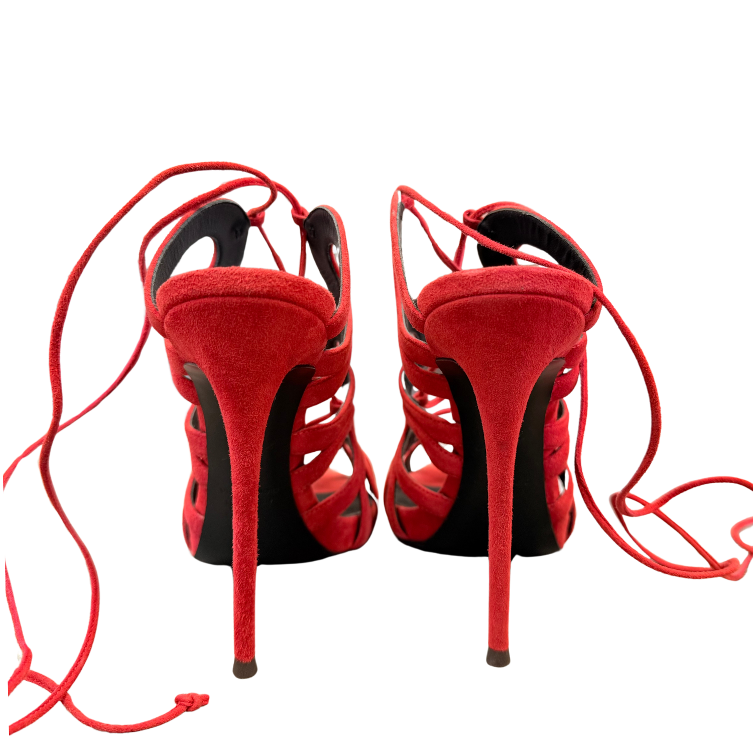 Giuseppe Zanotti Suede Cutout Accent Pumps Red