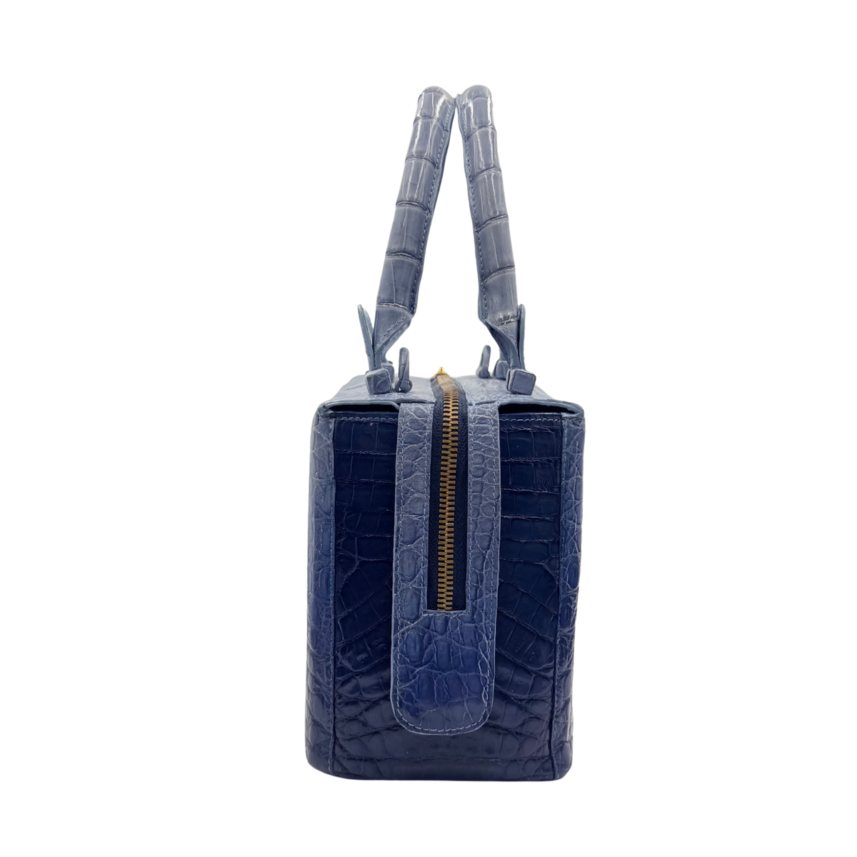 Gradient Crocodile Leather Bag Blue